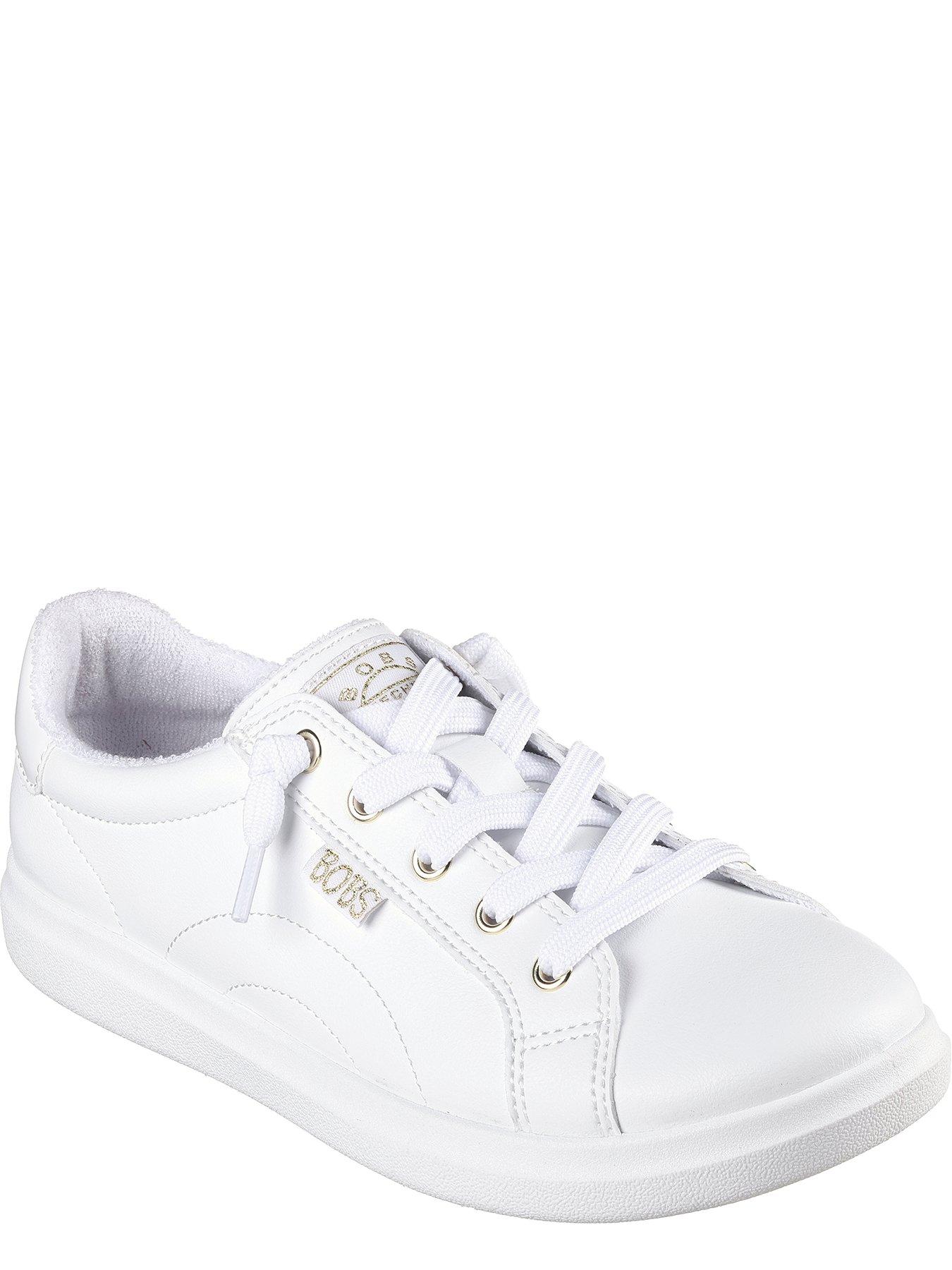 skechers-skechers-bobs-dvine-vegan-leather-lace-slip-on-plimsolls-whitestillFront