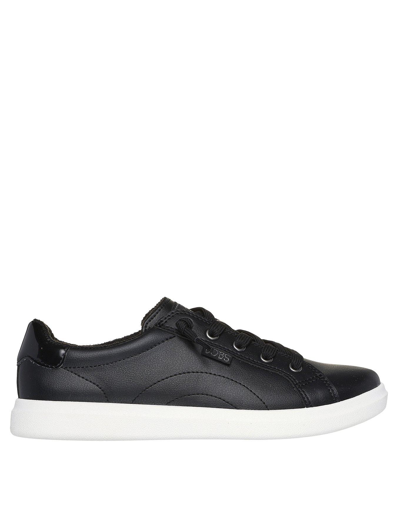 skechers-skechers-bobs-dvine-vegan-leather-lace-slip-on-plimsolls-blackfront