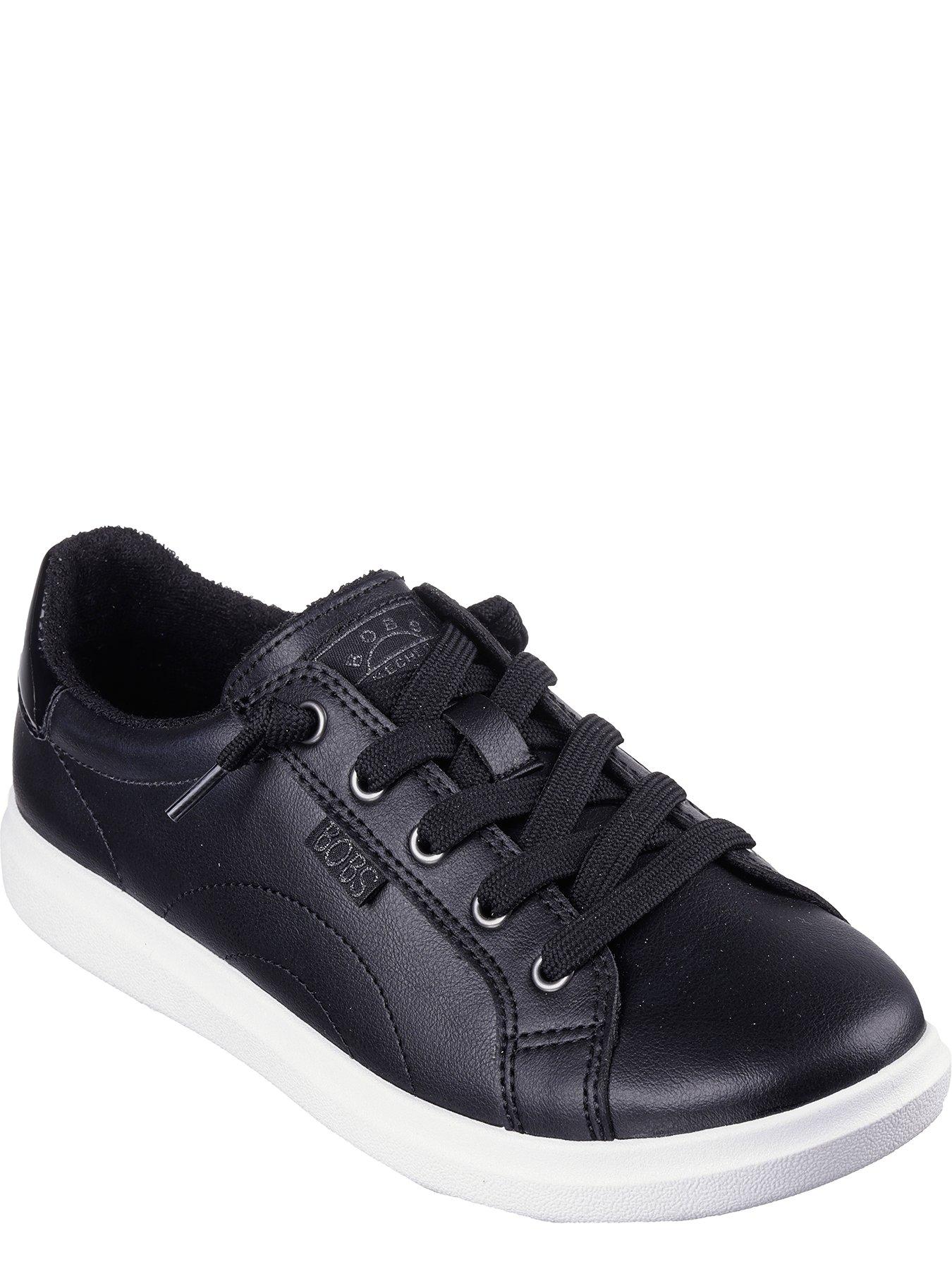 skechers-skechers-bobs-dvine-vegan-leather-lace-slip-on-plimsolls-blackstillFront