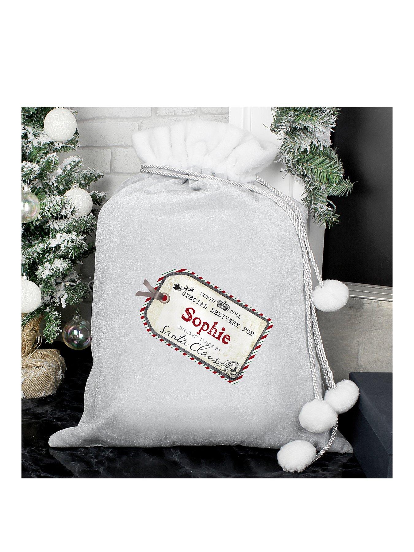 The Personalised Memento Company Personalised Christmas Tag Grey Sack