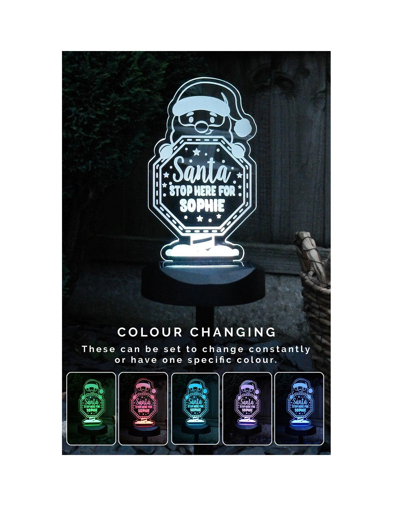 The Personalised Memento Company Personalised Outdoor Solar Santa Stop Here Light