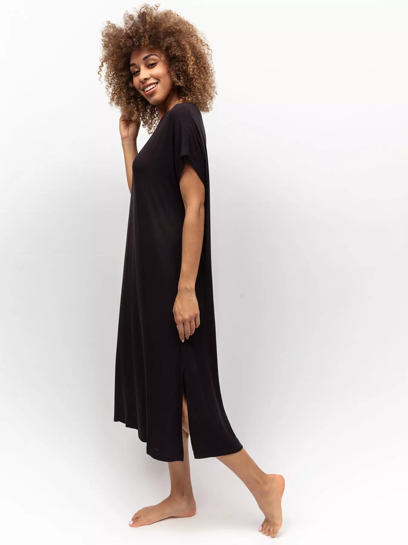 Off The Shoulder Slouchy Pyjamas - Black