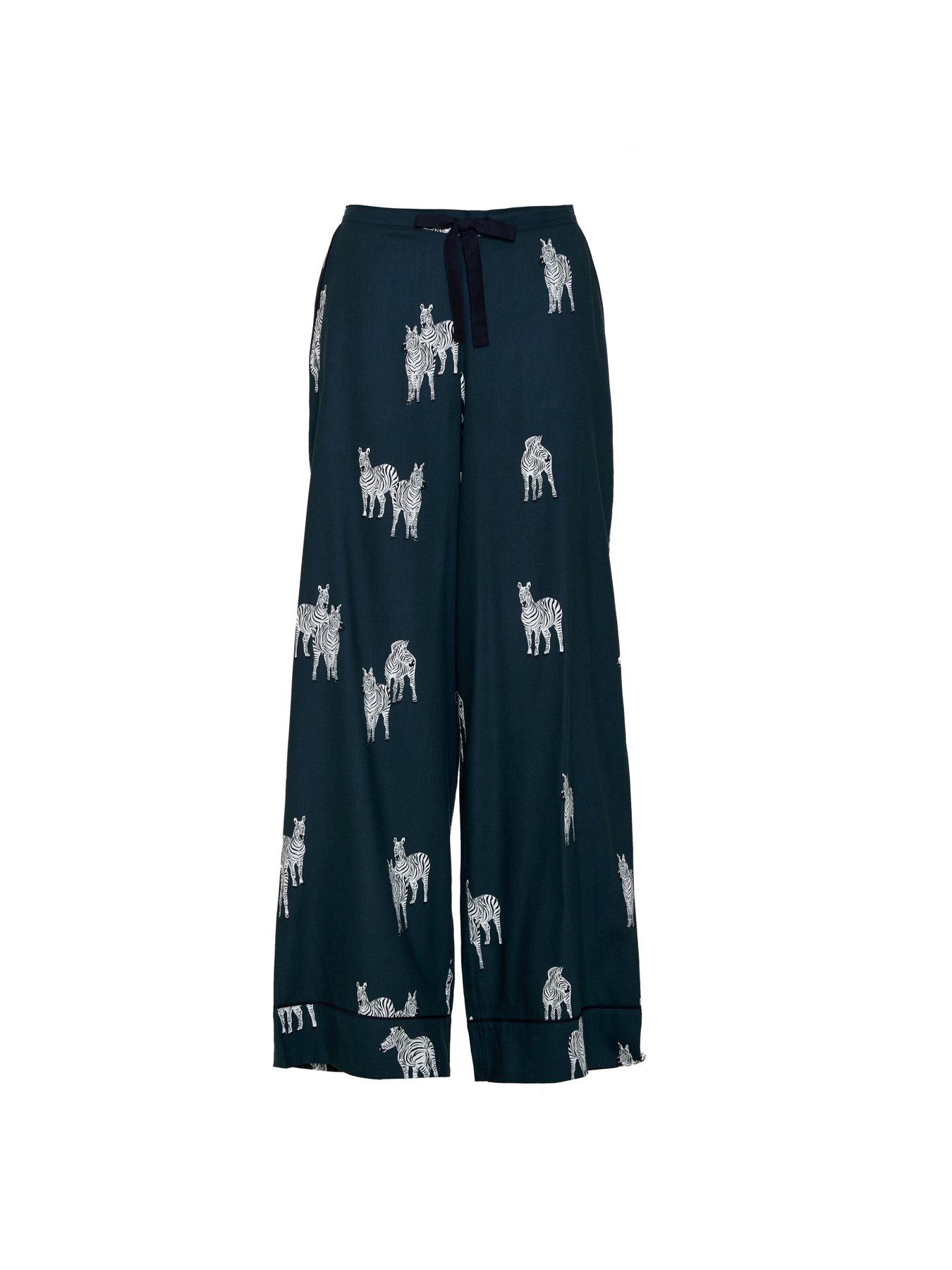 cyberjammies-dark-green-zebra-print-pyjama-wide-leg-pyjamaoutfit