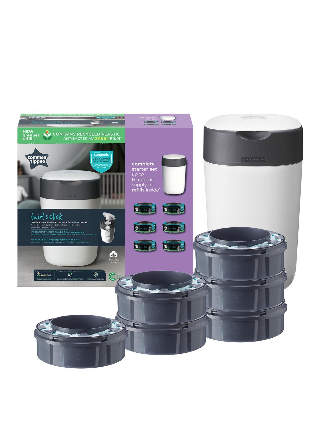 Image 1 of 5 of Tommee Tippee Twist &amp; Click Nappy Disposal Bin &amp; 6 Refills Set