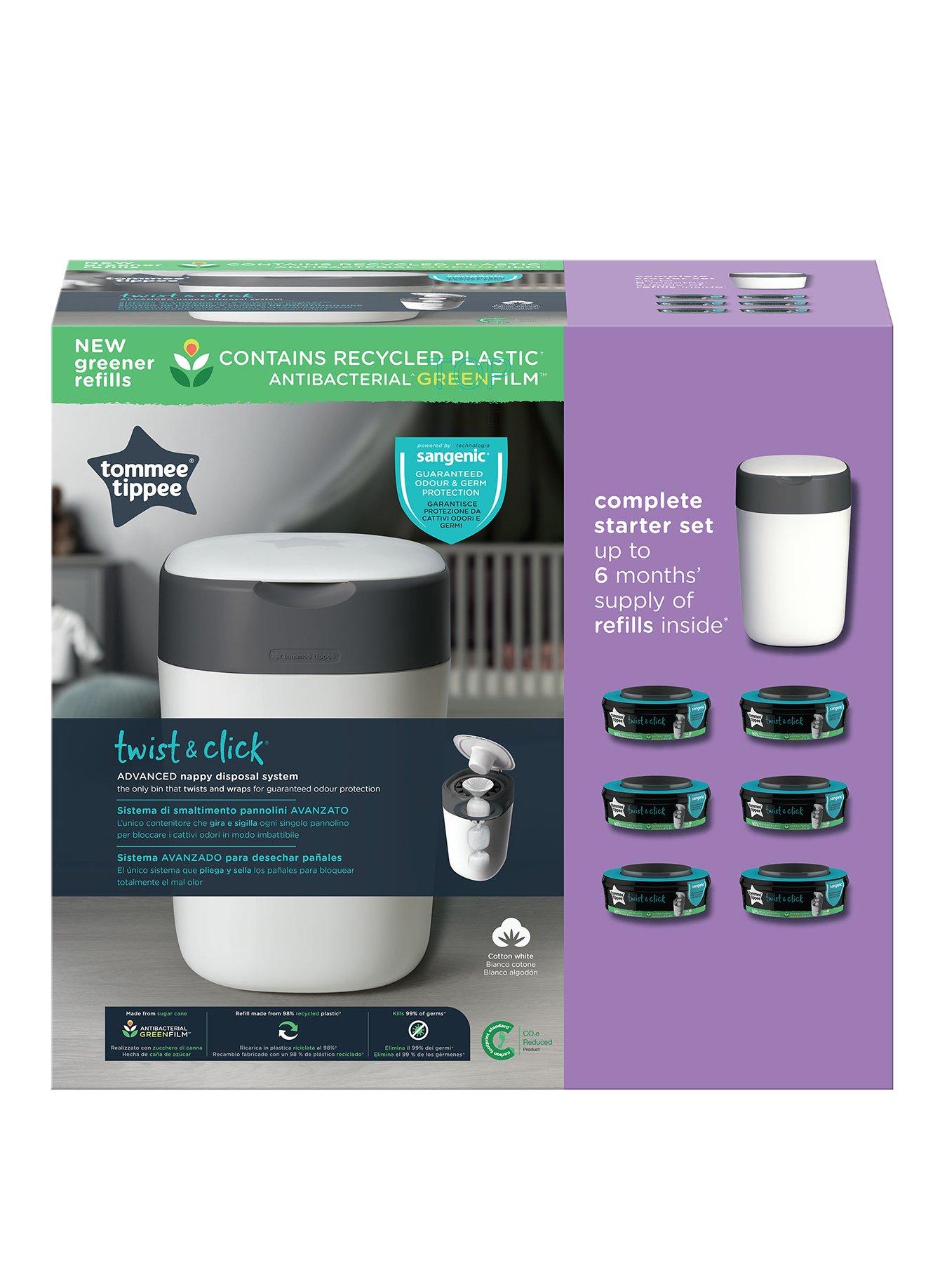 Image 2 of 5 of Tommee Tippee Twist &amp; Click Nappy Disposal Bin &amp; 6 Refills Set