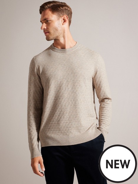 ted-baker-loung-long-sleeve-t-stitch-crew-neck-jumper-light-brown
