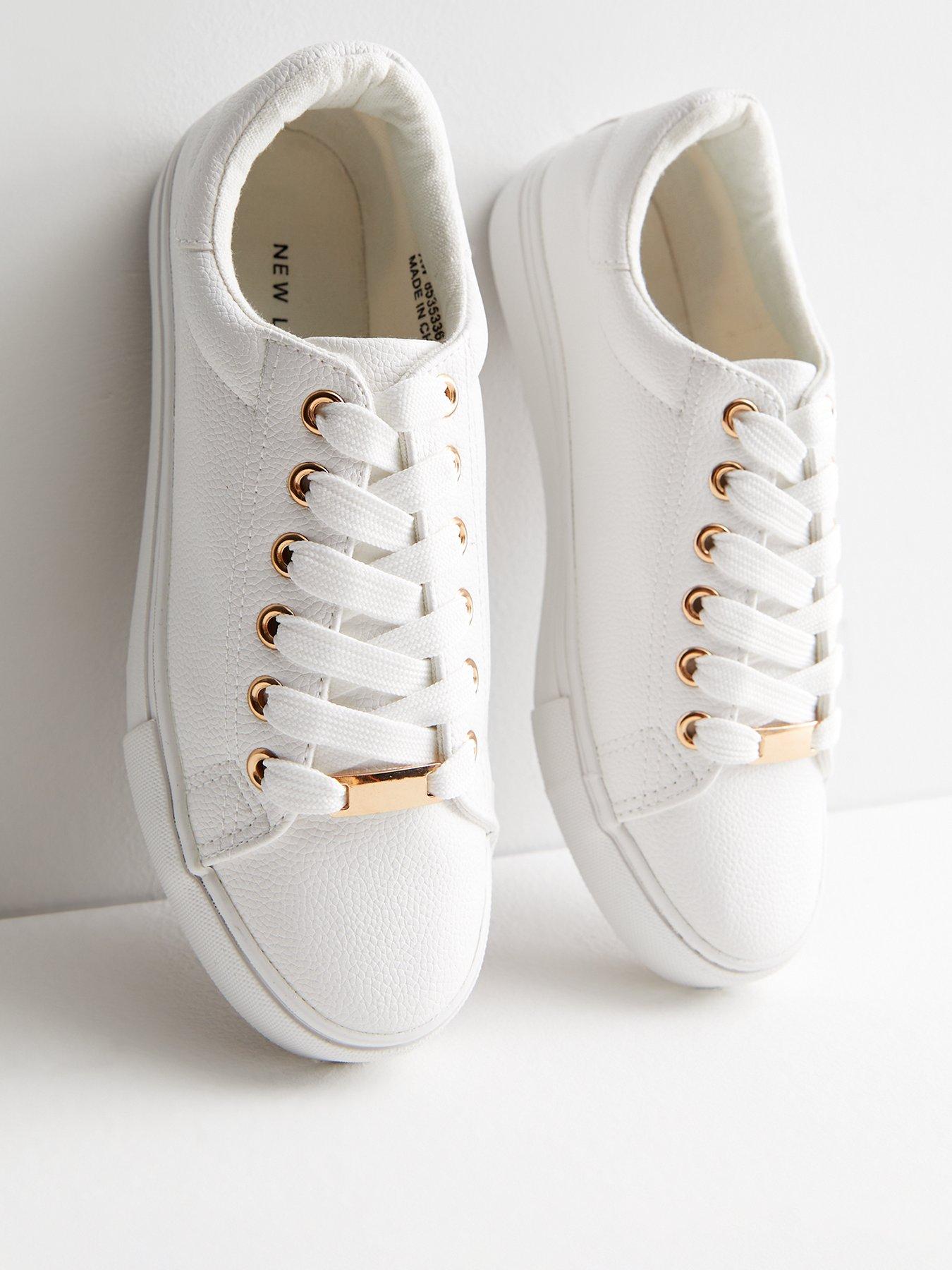 new-look-white-leather-look-metal-trim-lace-up-trainers