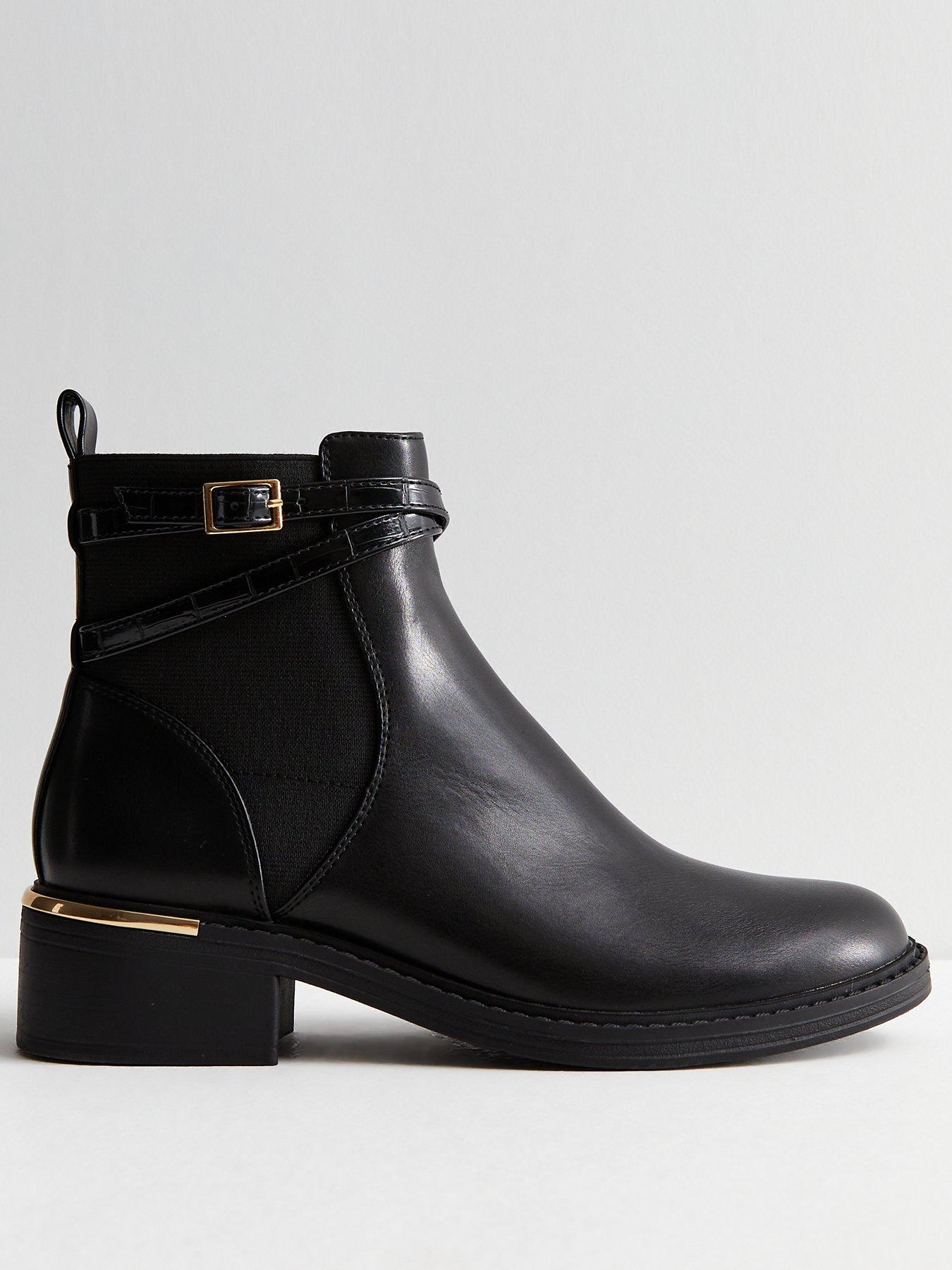 New look wide on sale fit black boots