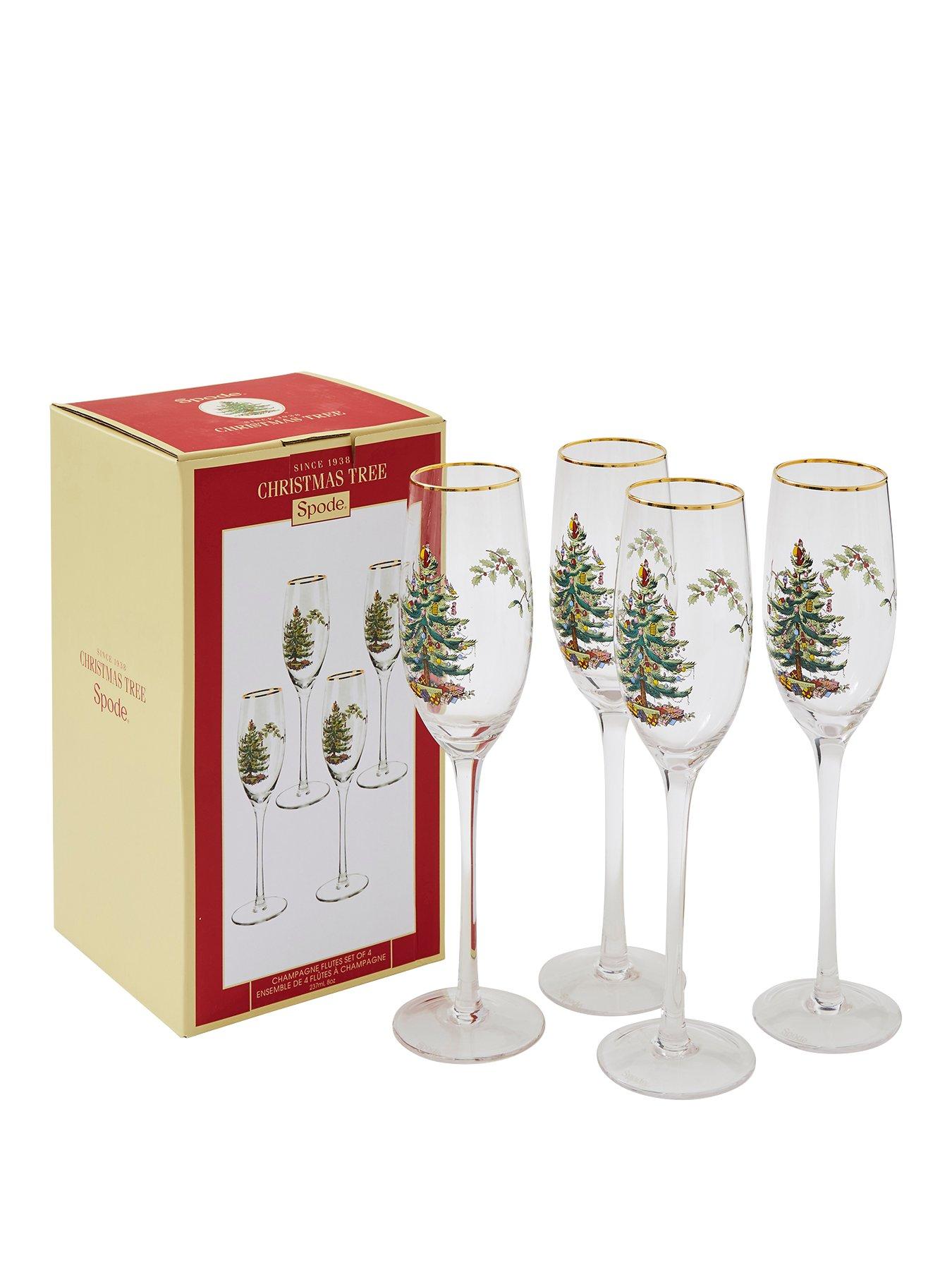 Spode Christmas Tree Glassware - Set of 4 -Made of Glass – Gold Rim-  Classic Drinkware - Gift for Christmas, Holidays, or Wedding - Drinking  Glasses