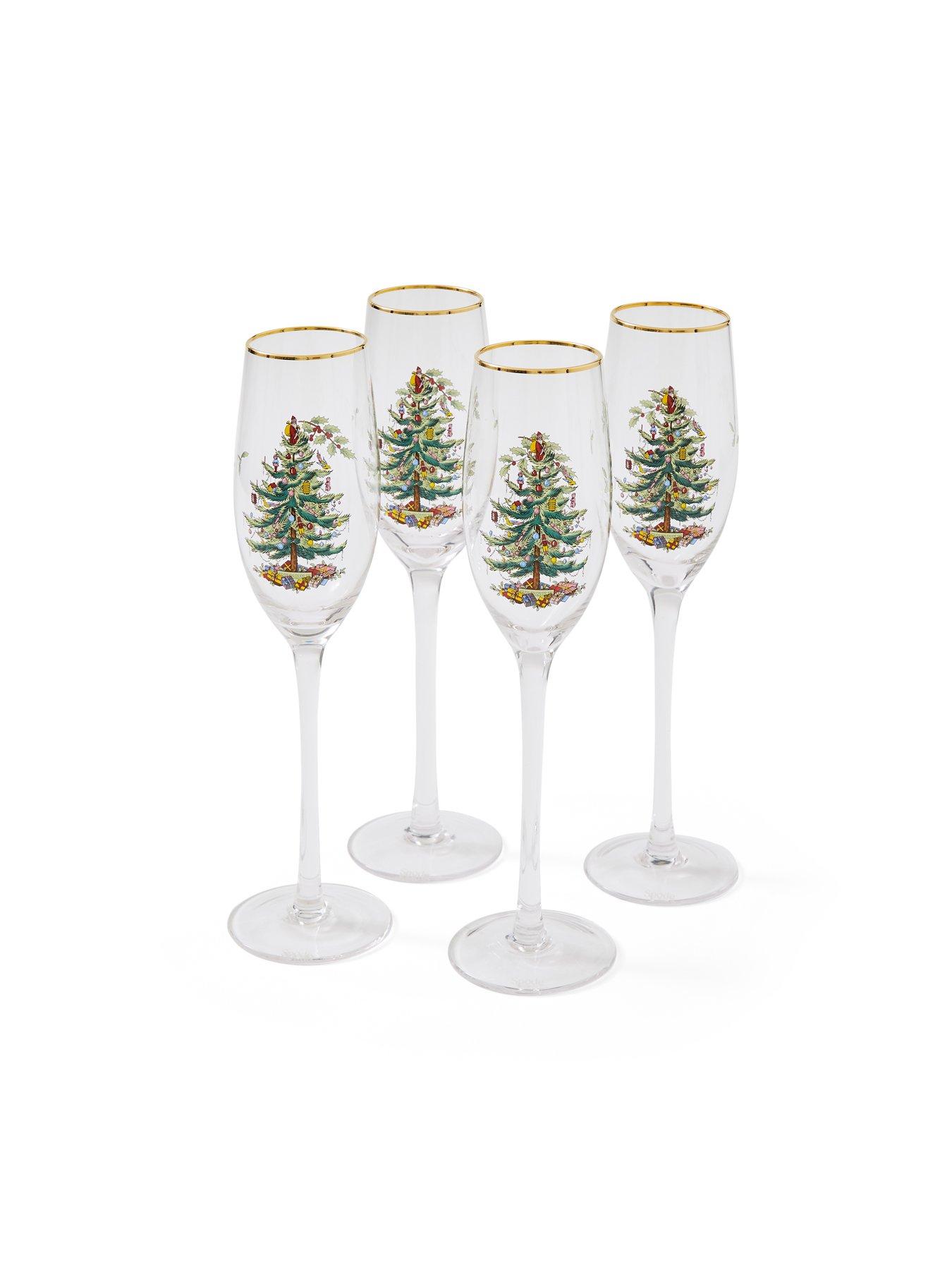 Spode Christmas Tree Glassware - Set of 4 -Made of Glass – Gold Rim-  Classic Drinkware - Gift for Christmas, Holidays, or Wedding - Drinking  Glasses