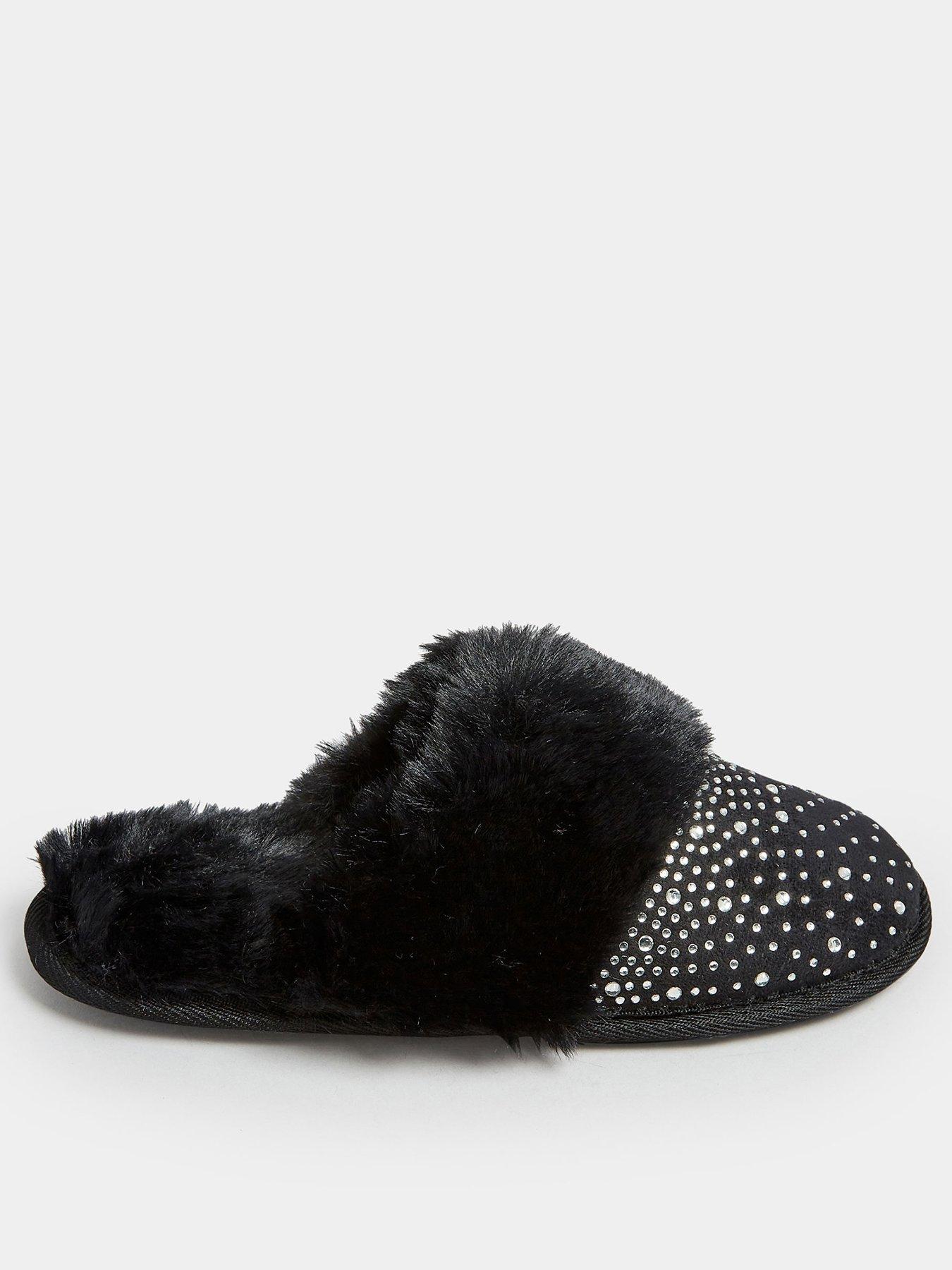 yours-wide-fit-diamante-mule-black