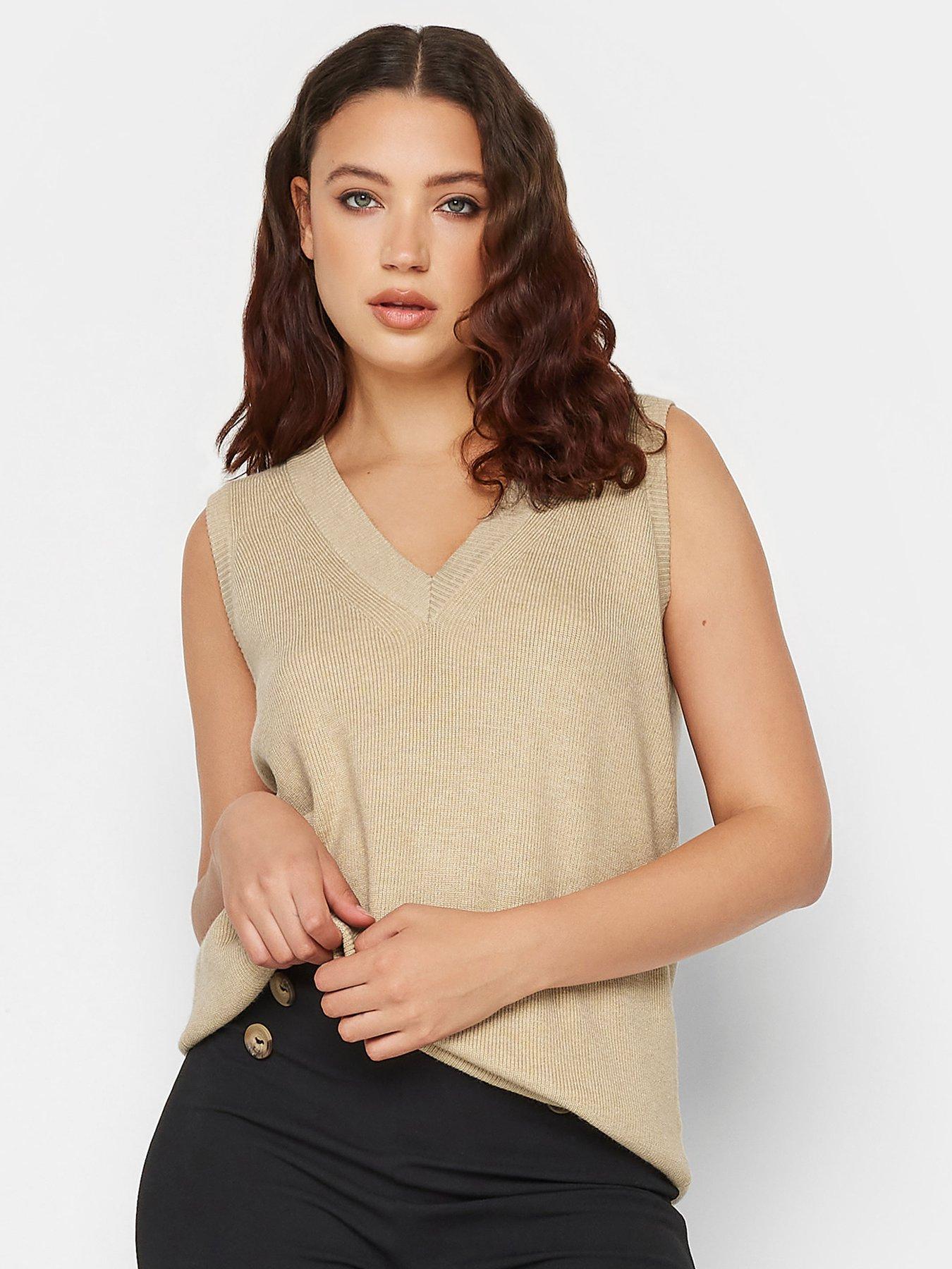 Mink Chunky Knit Crew Neck Vest