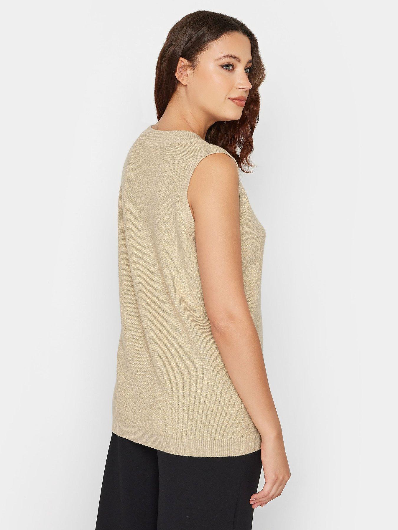 Long Tall Sally Long Tall Sally Neutral V Neck Knitted Vest