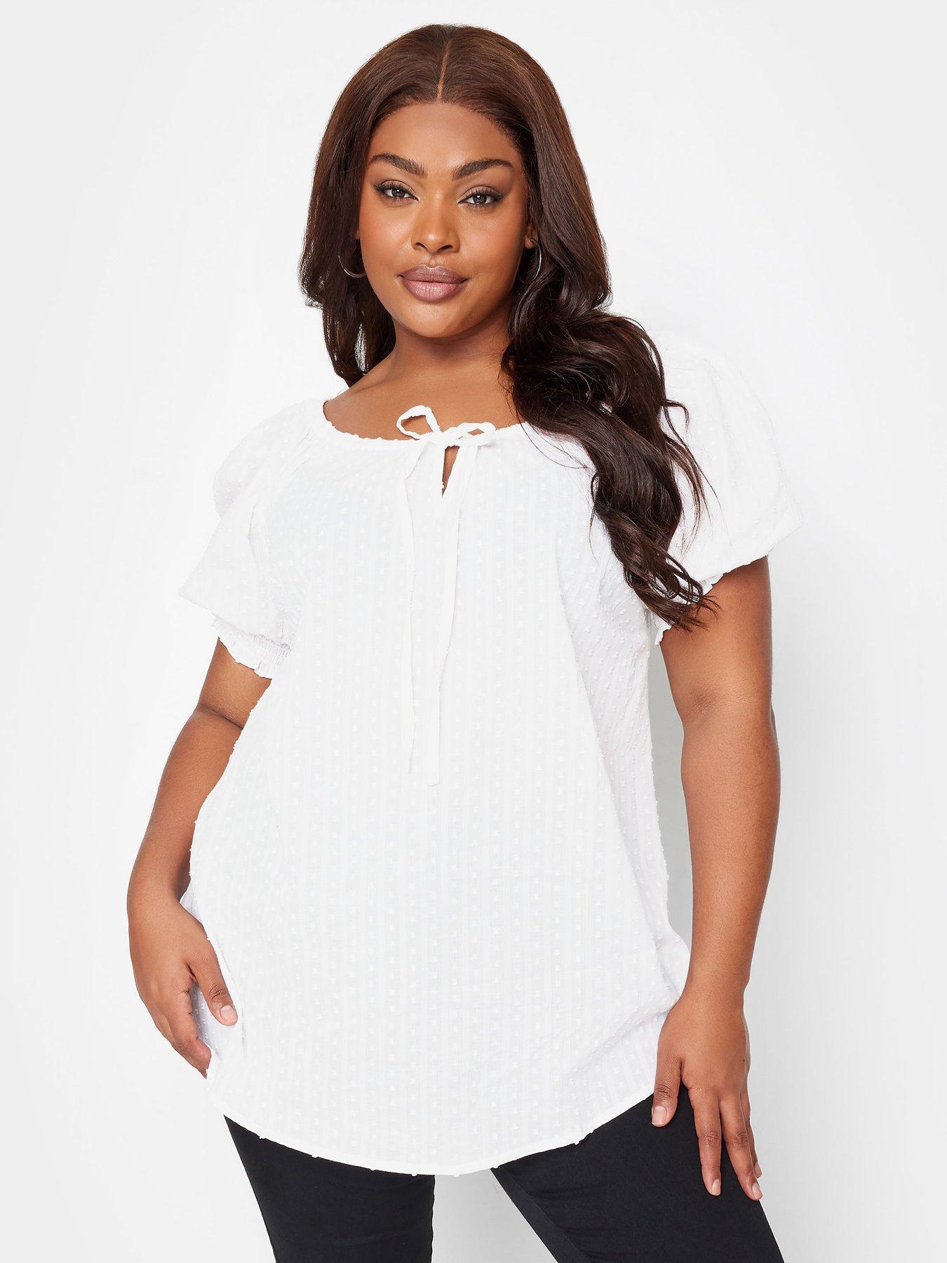 Image 1 of 4 of Yours Yours Sb Gypsy Top White Dobby