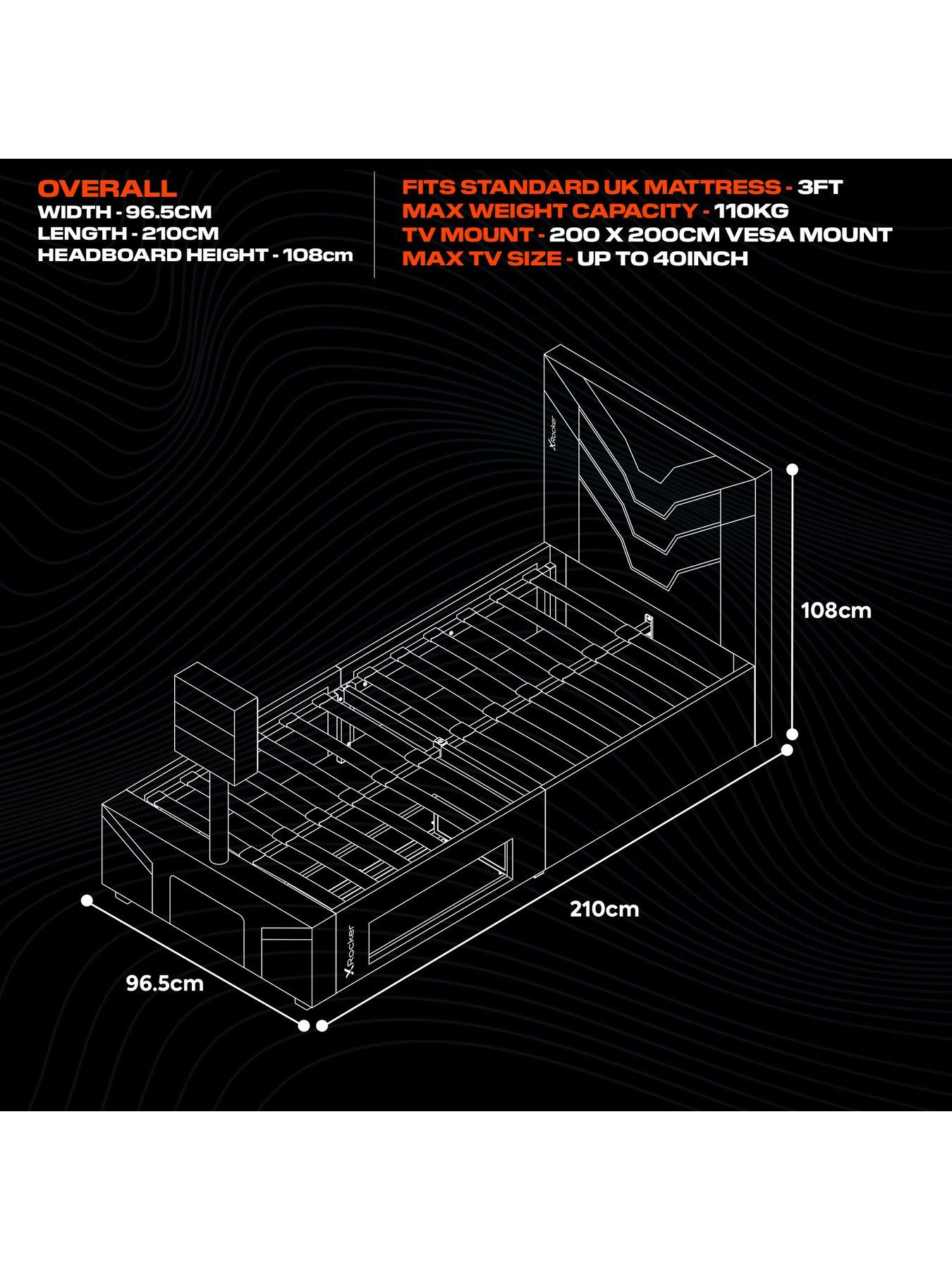 Image 3 of 7 of X Rocker Cerberus Twist Single TV Bed with Mattress Option (Buy &amp; SAVE!)