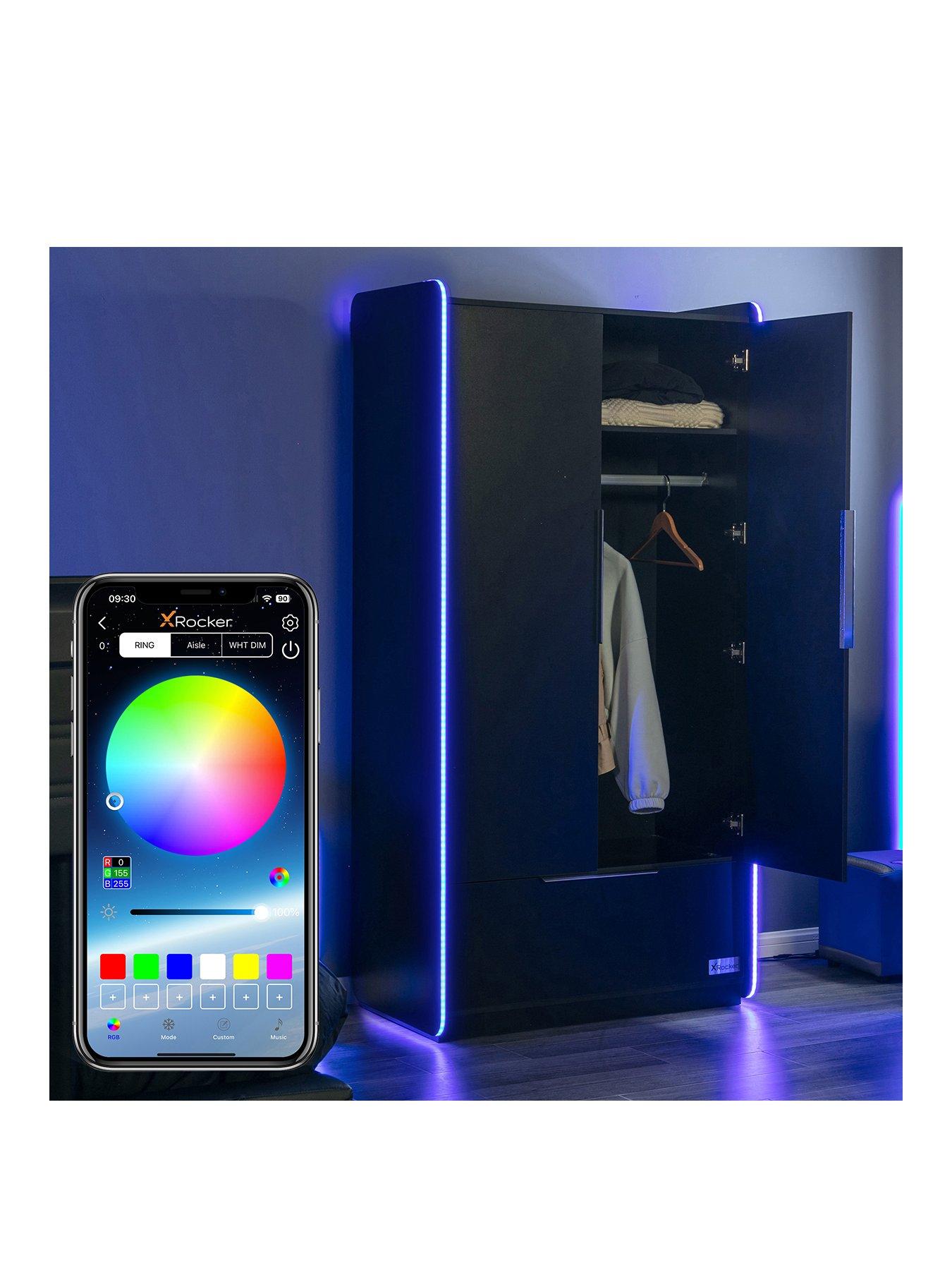 Image 2 of 5 of X Rocker Electra 2 Door,&nbsp;1 Drawer Wardrobe with Neo Motion App Lighting Control