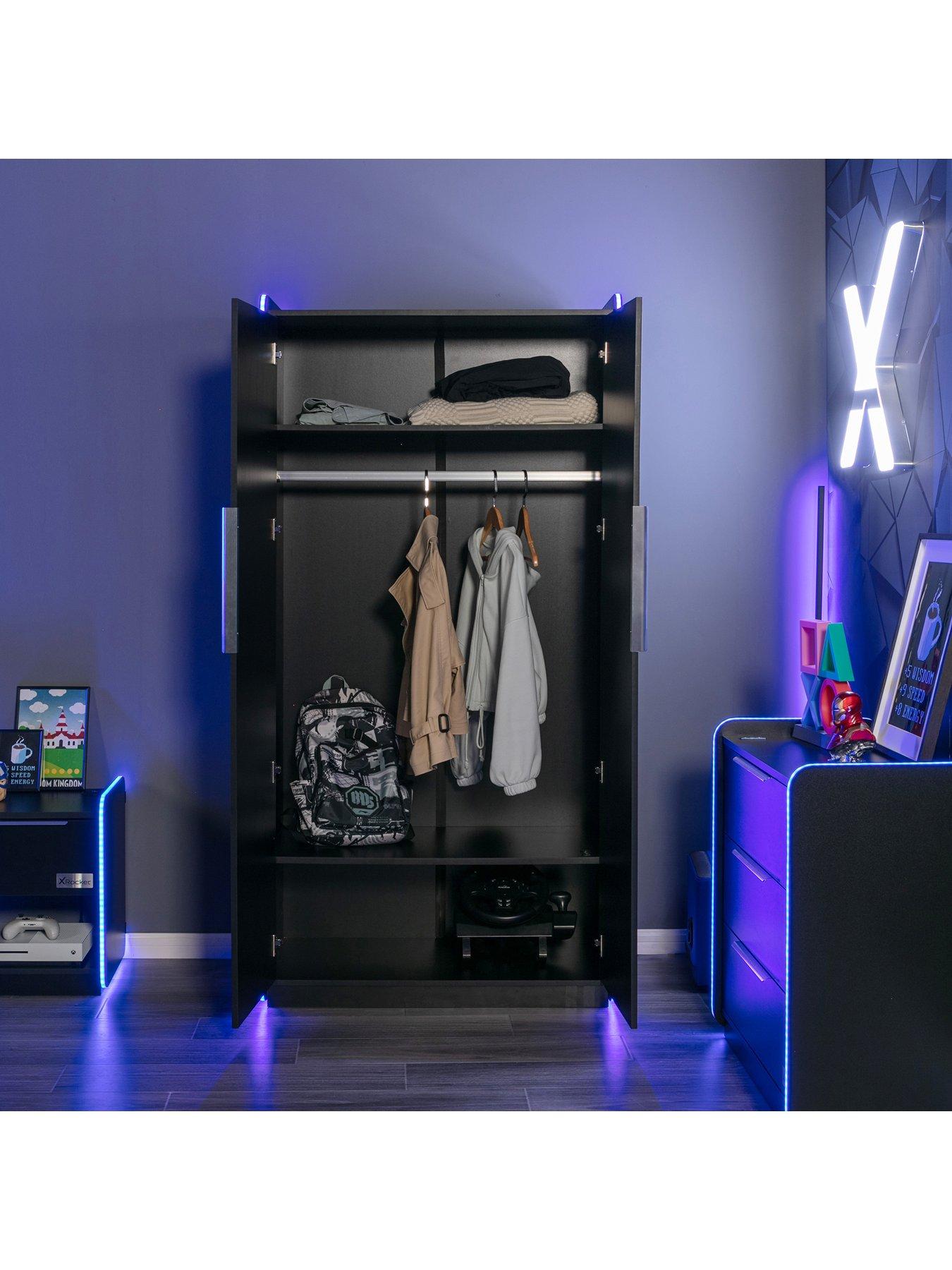 x-rocker-electra-2-doornbsp1-drawer-wardrobe-with-neo-motion-app-lighting-controloutfit