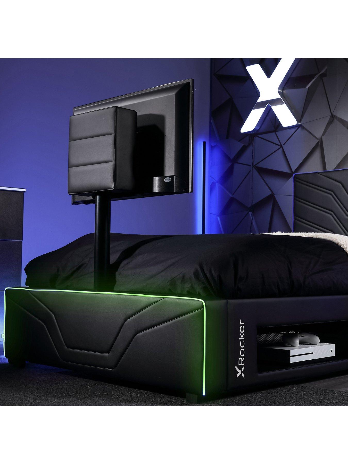 x-rocker-oracle-neo-fibre-esport-upholstered-doublenbsptv-bed-frame-with-led-lights-fits-up-to-55-inch-tvdetail