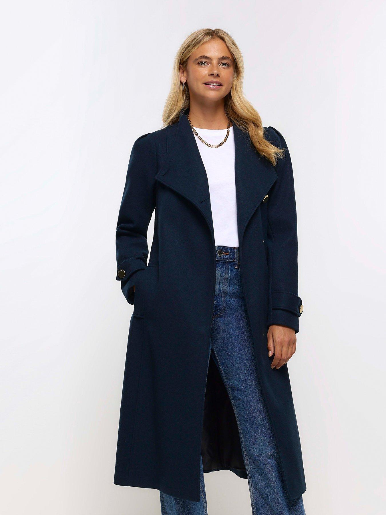 Navy blue sales wrap coat