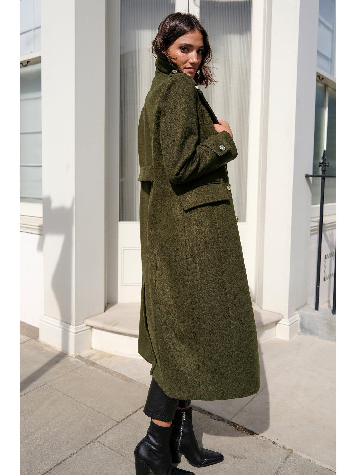 Green store longline coat