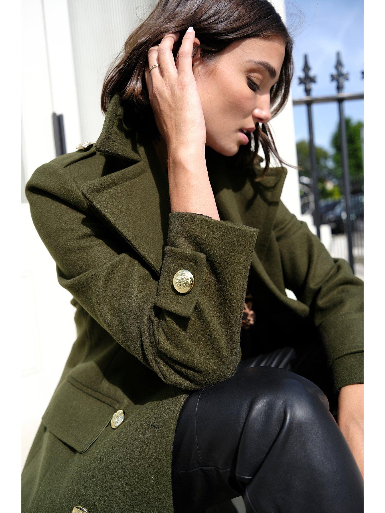 Premium Military Wool Longline Coat Khaki