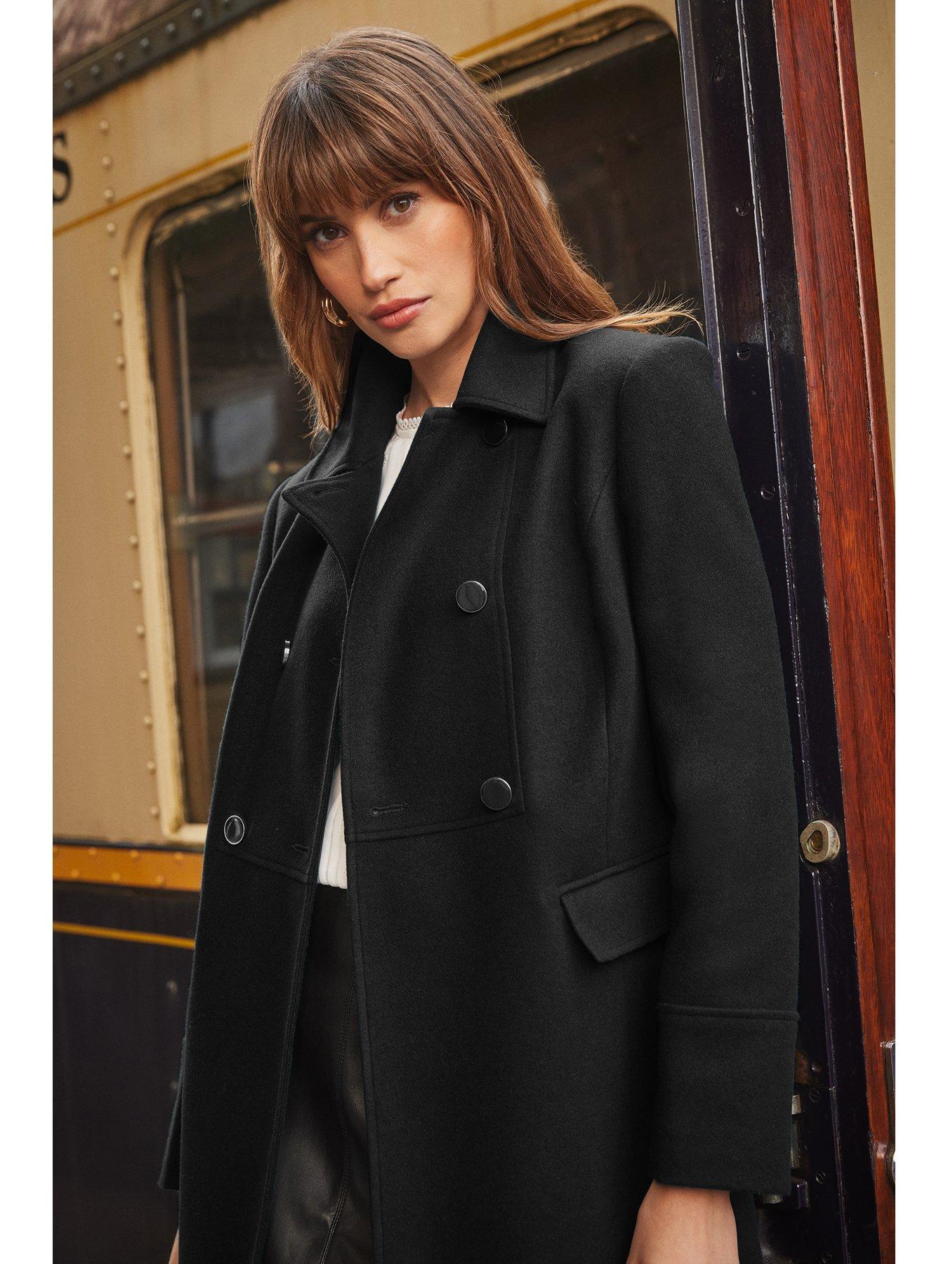 Black wool shop coat uk