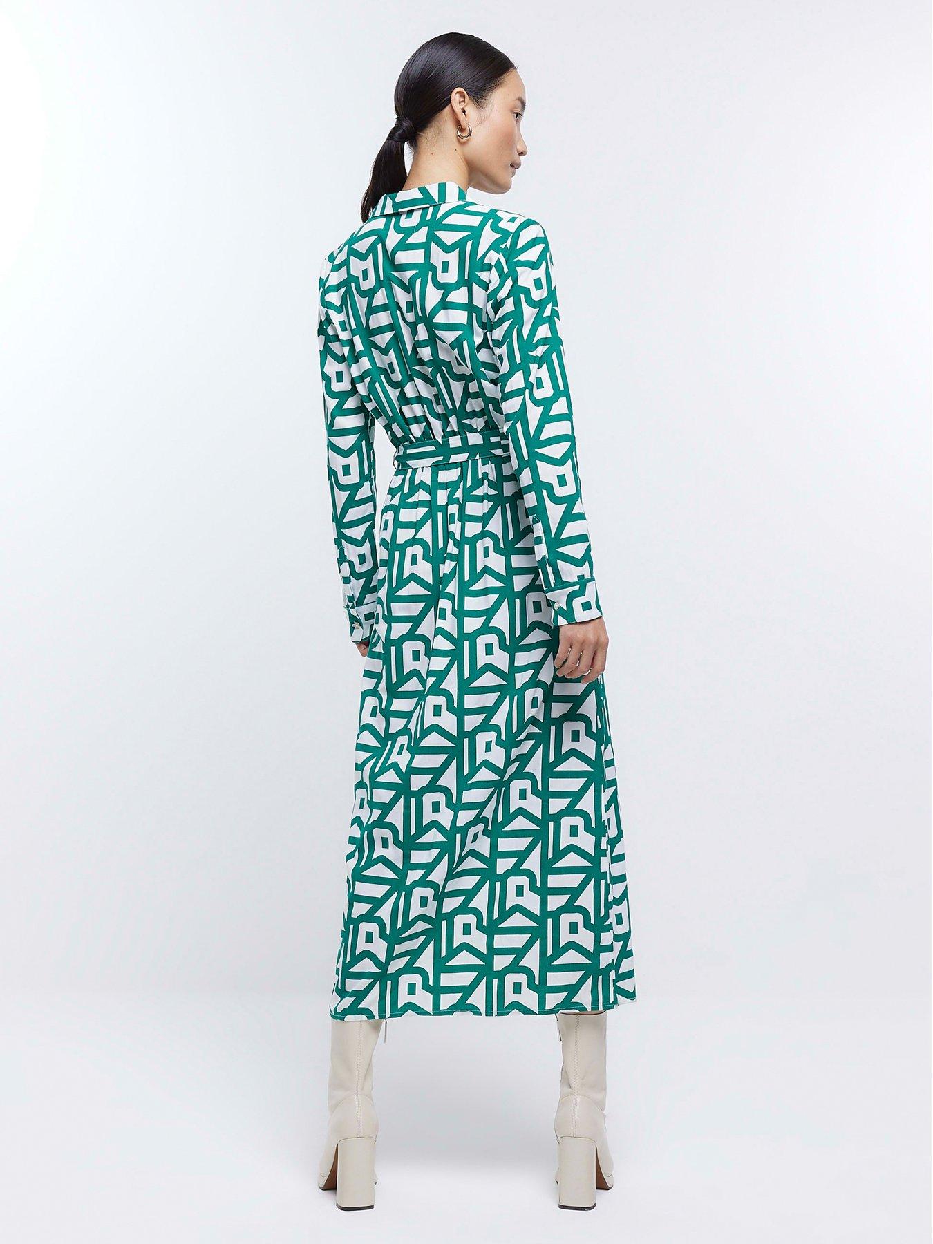 river-island-geo-printed-belted-shirt-dress-greenstillFront