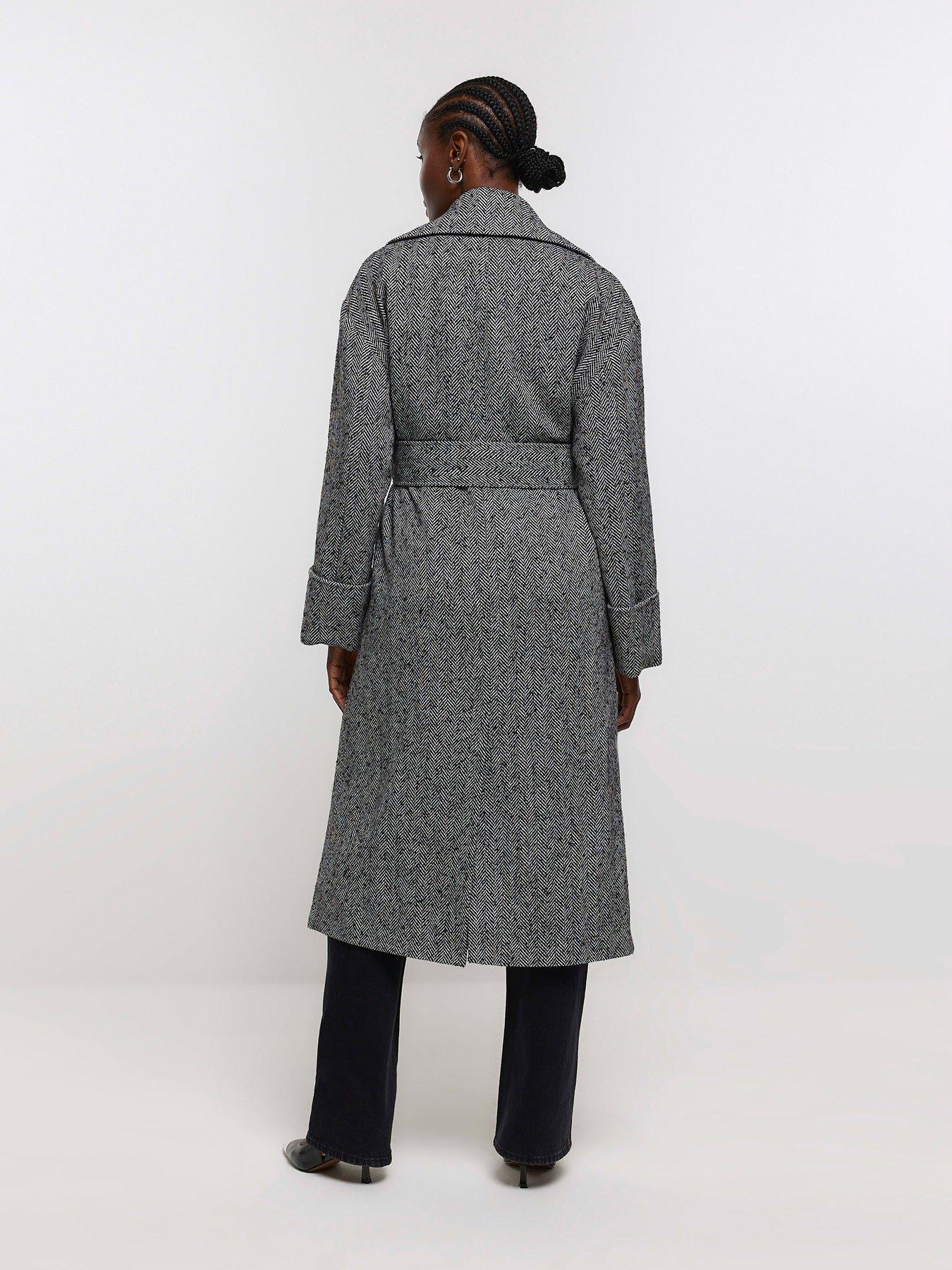 River island collarless coat best sale in black