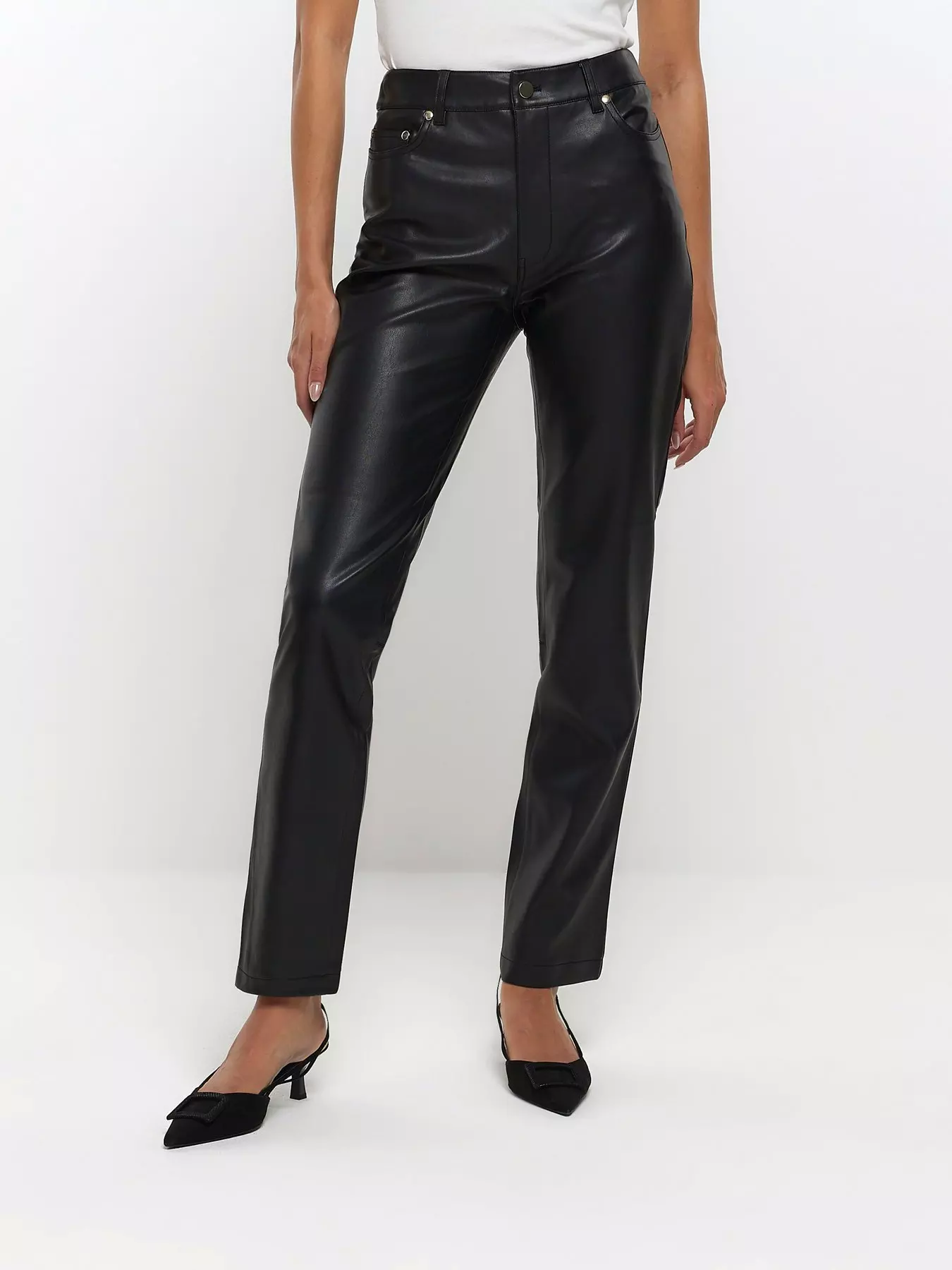 $89 Dkny Women's Black High Rise Two Button Tab Ankle Trouser Pants Size 12