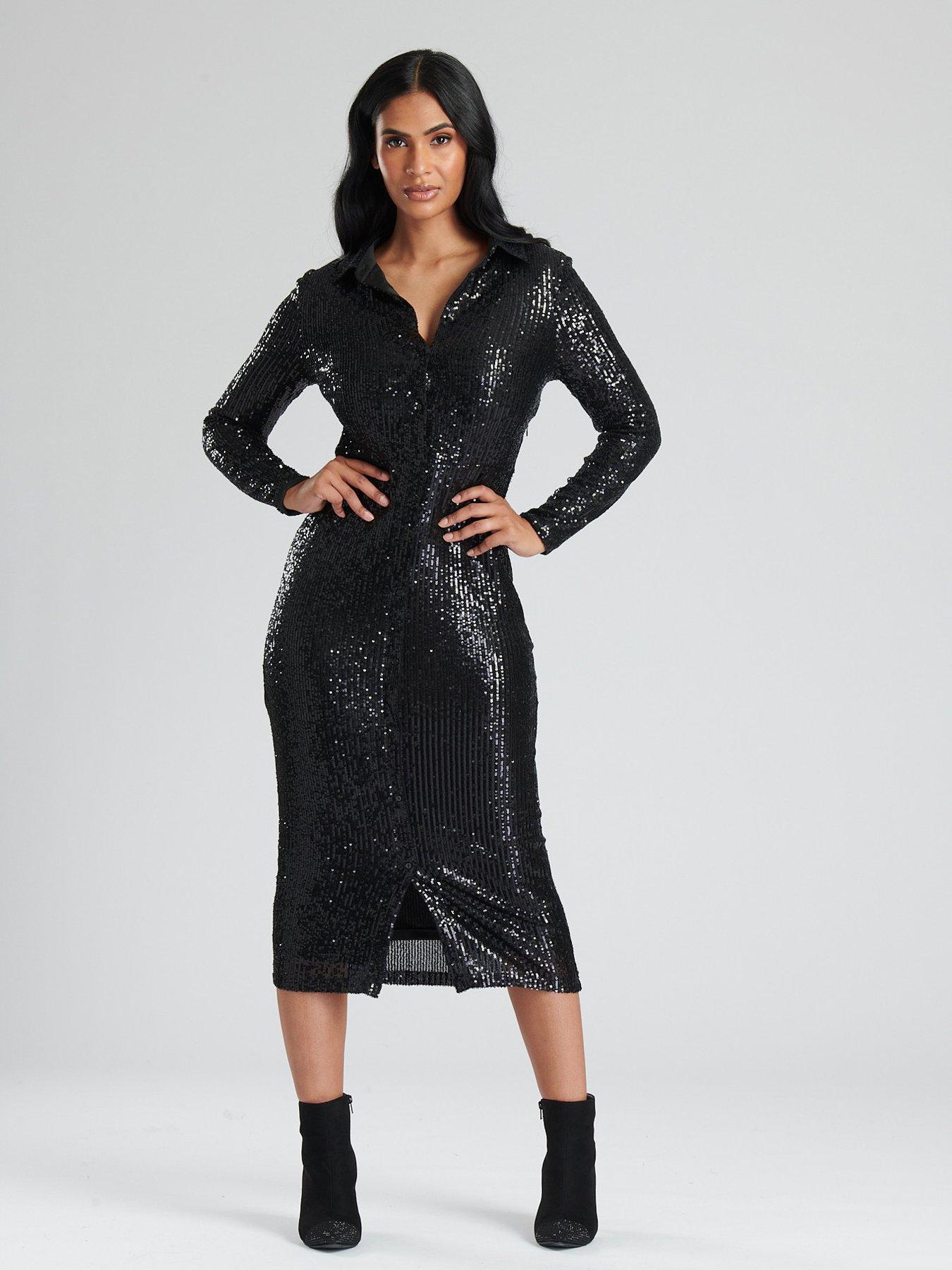 finding-friday-finding-friday-black-sequin-midi-shirt-dressoutfit