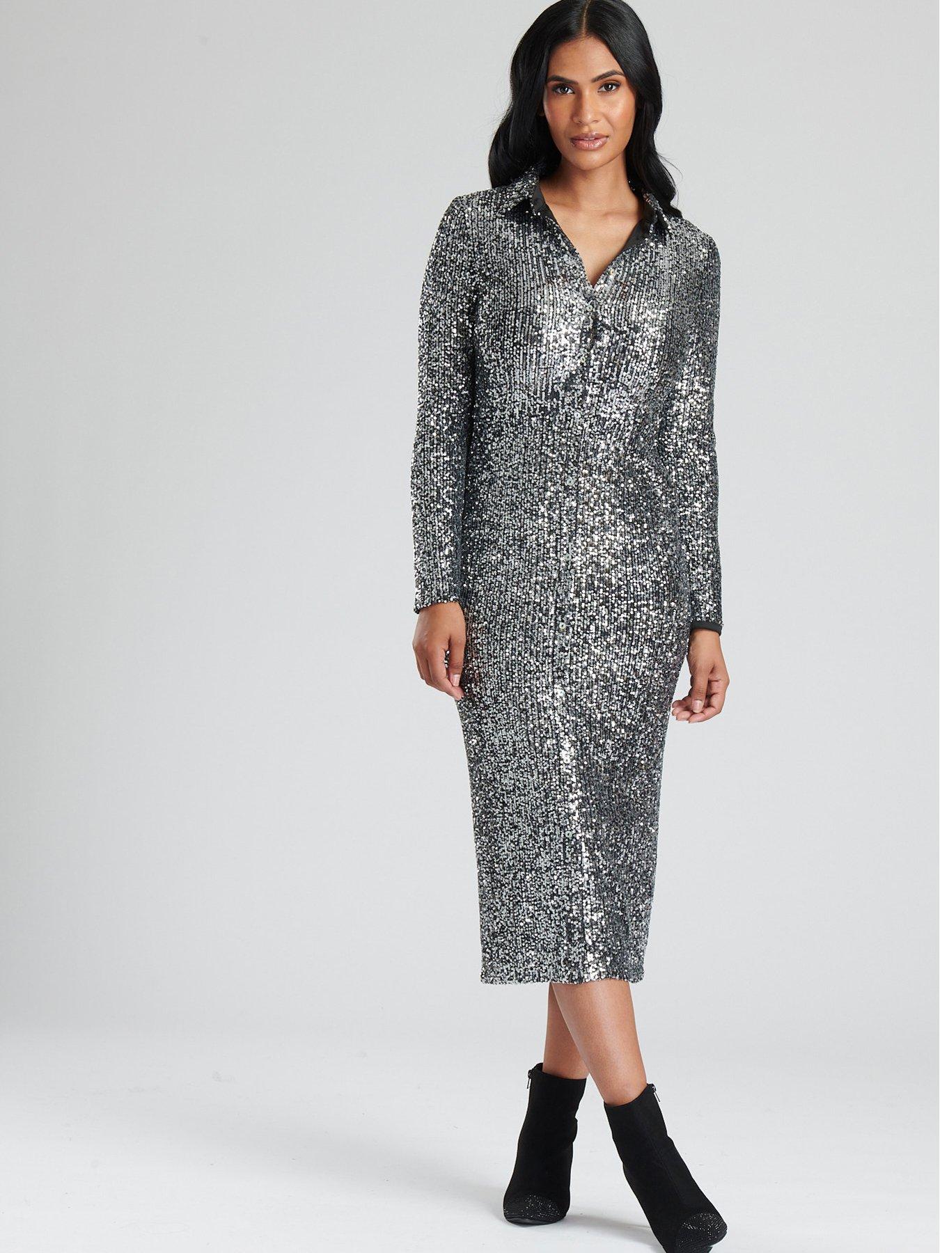 finding-friday-finding-friday-gunmetal-silver-sequin-midi-shirt-dressoutfit