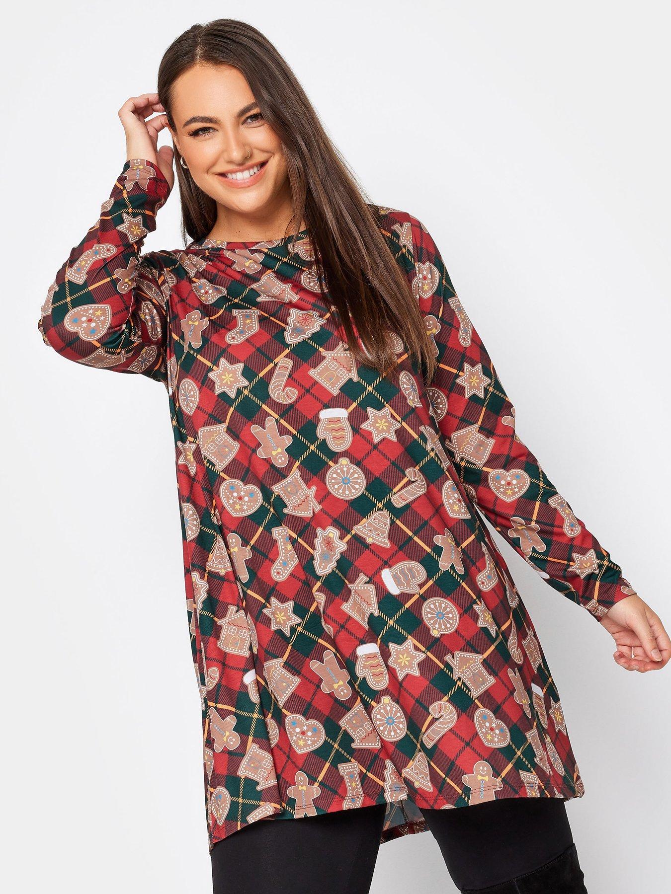 yours-yours-novelty-long-sleeve-gingerbread-tunic-red