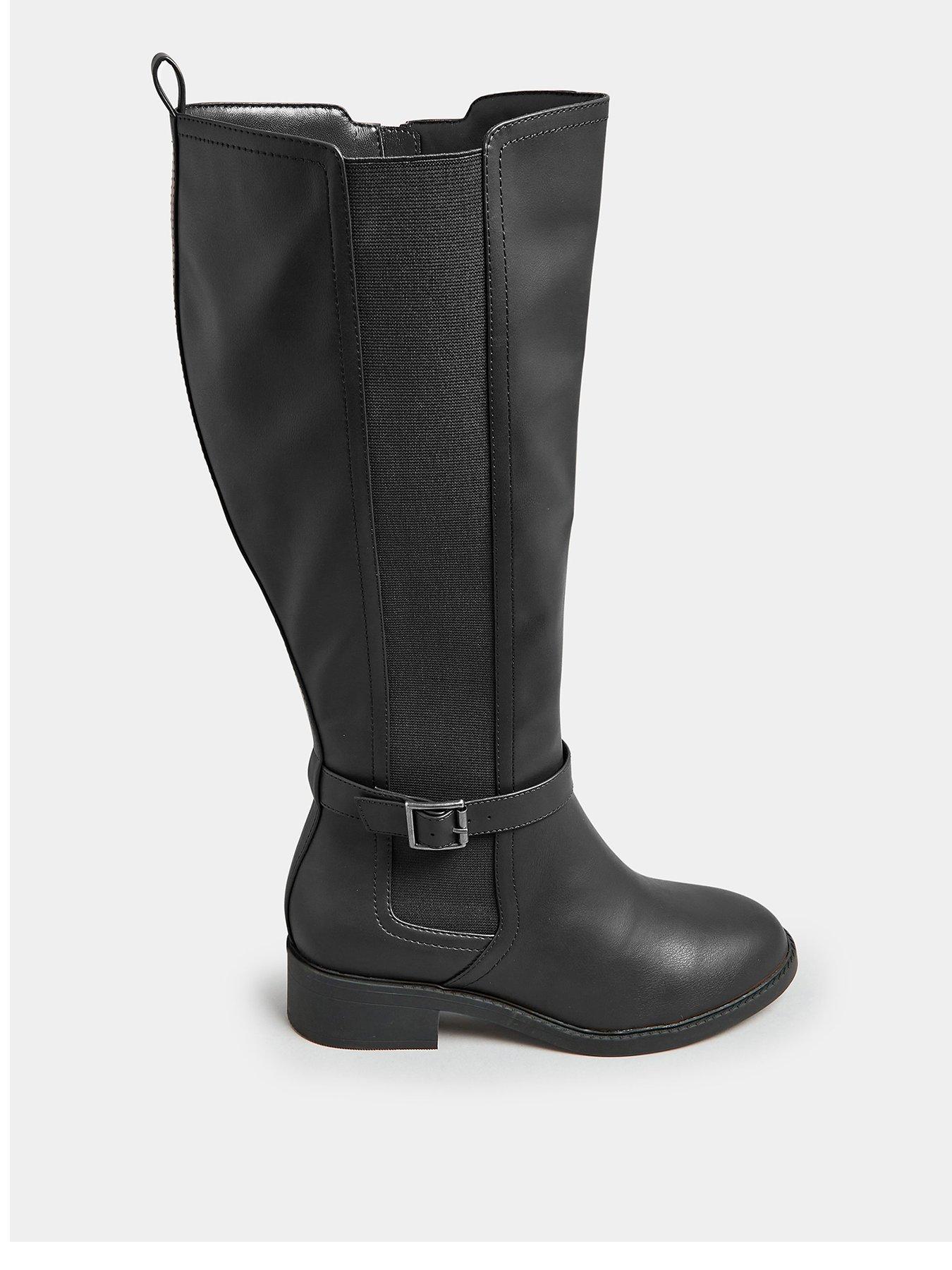 yours-wide-fit-metal-strap-knee-boot-black