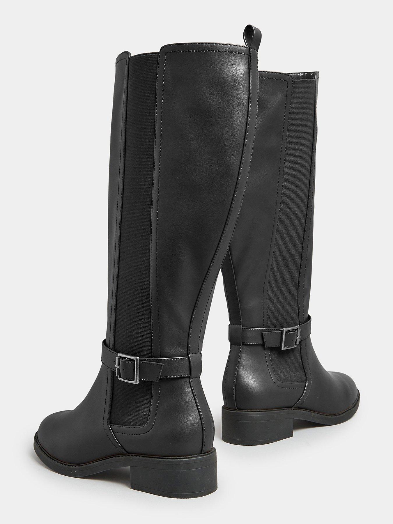 yours-wide-fit-metal-strap-knee-boot-blackstillFront