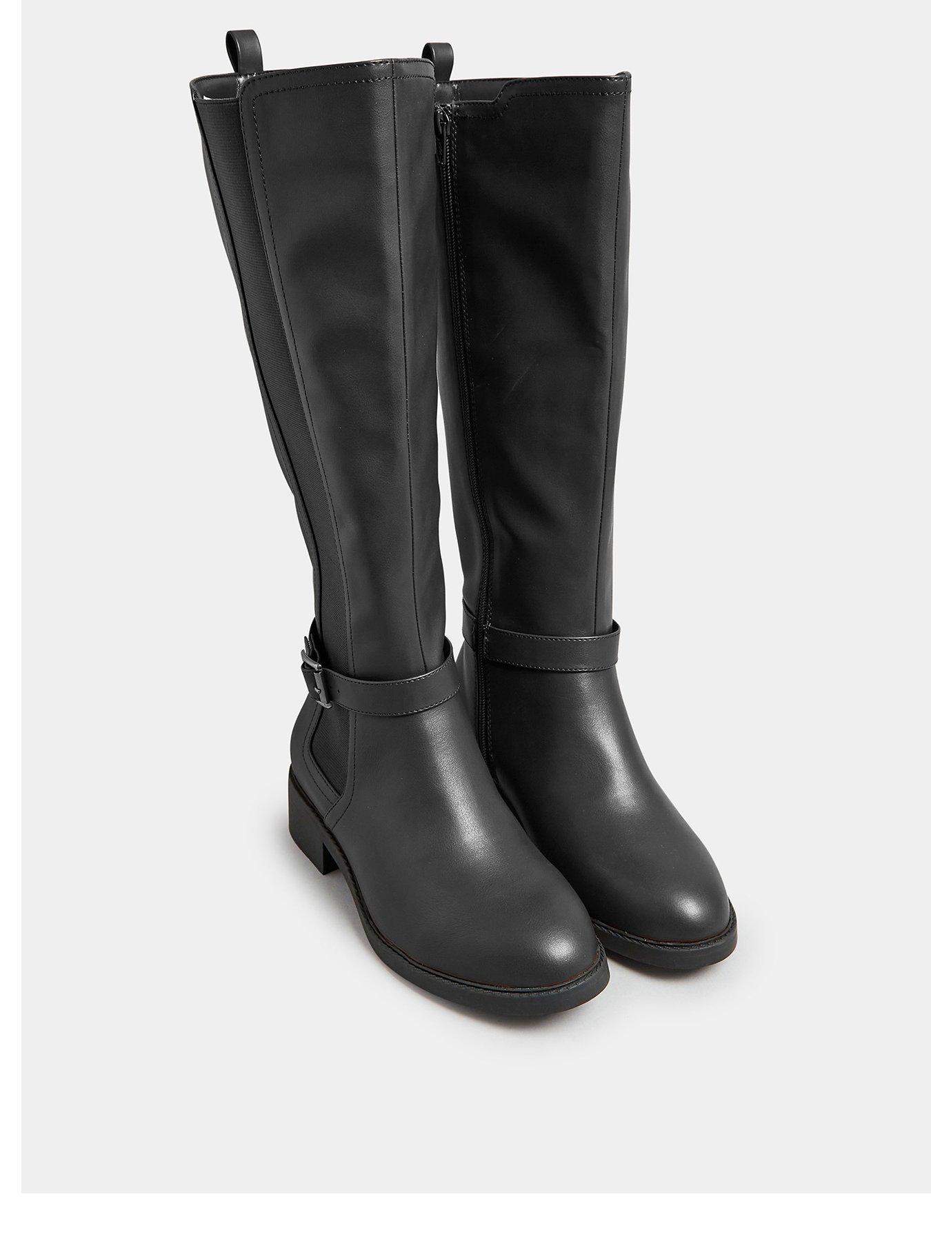 yours-wide-fit-metal-strap-knee-boot-blackback