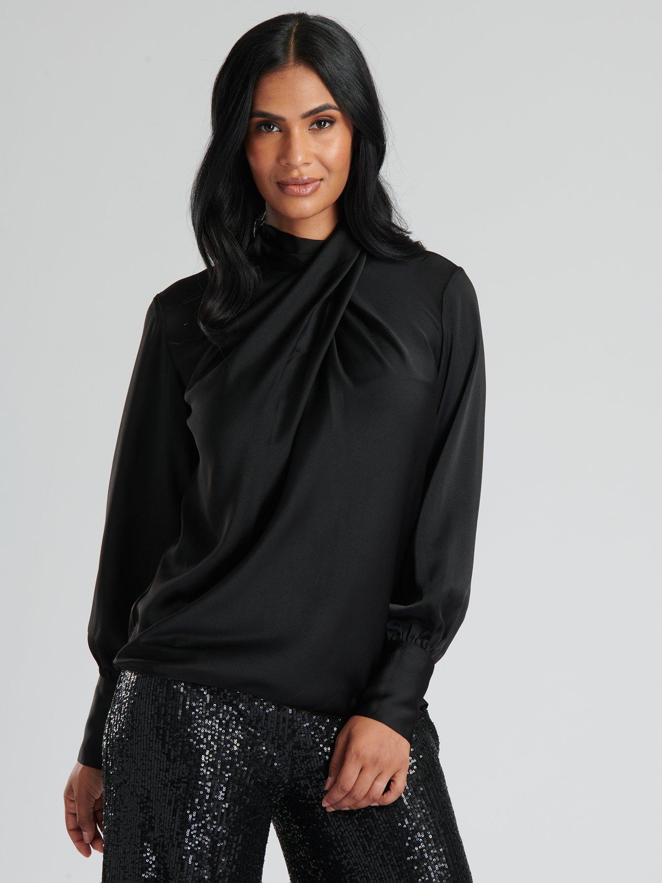 finding-friday-finding-friday-black-satin-twist-neck-blouse