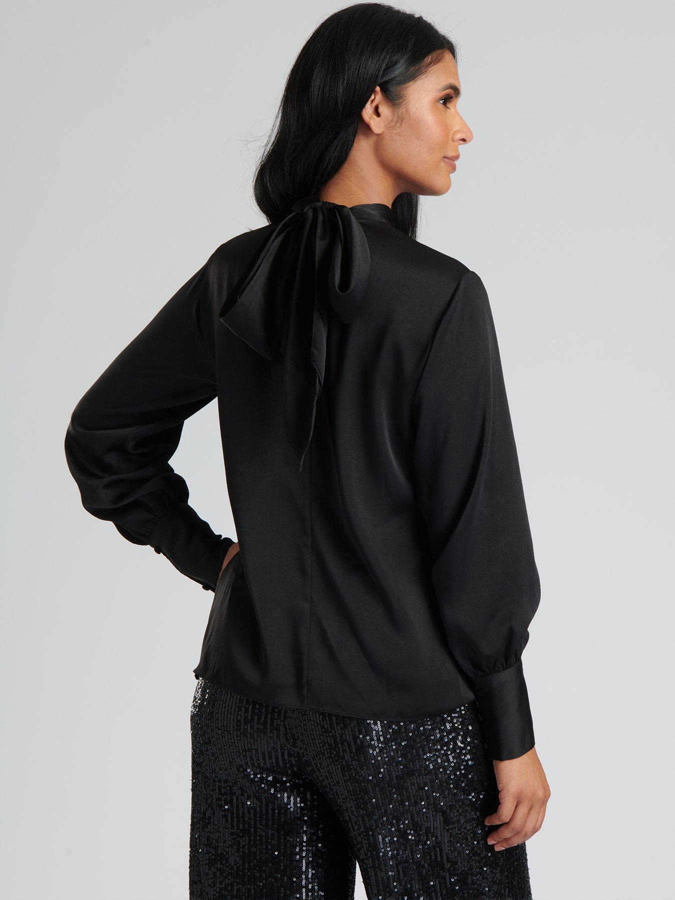 finding-friday-finding-friday-black-satin-twist-neck-blousestillFront