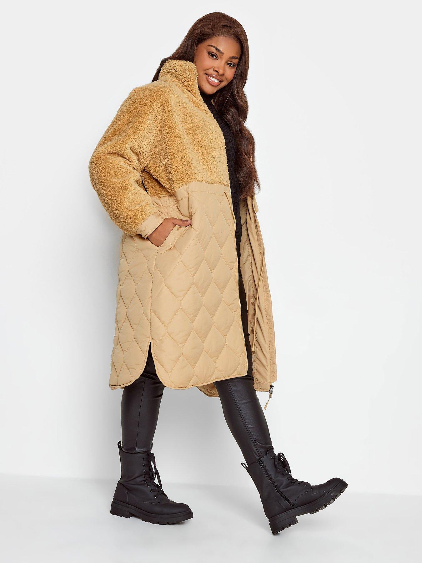 yours-yours-mixed-teddy-quilted-coat-natural