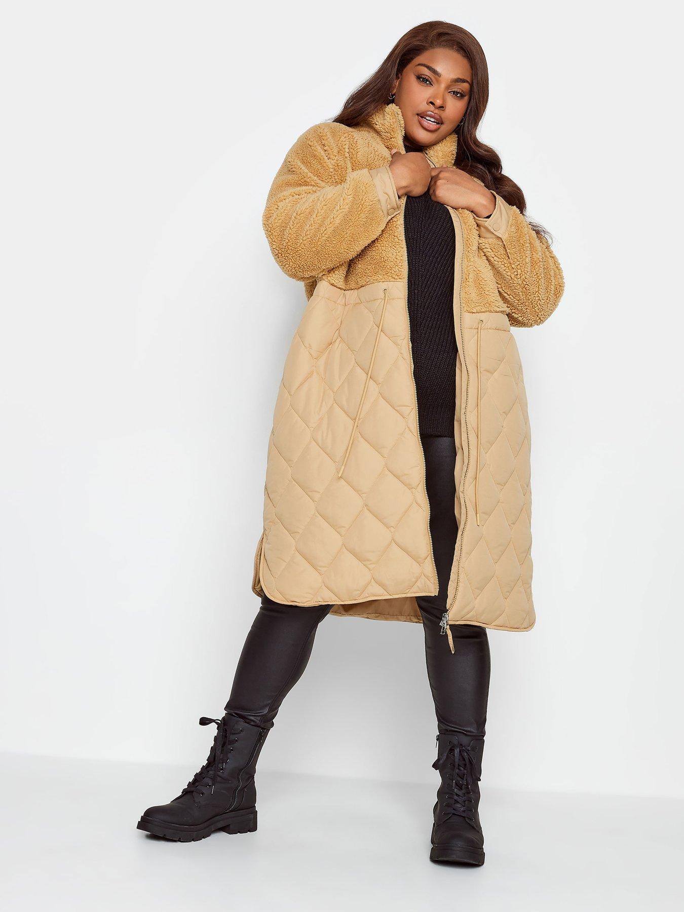 yours-yours-mixed-teddy-quilted-coat-naturalback