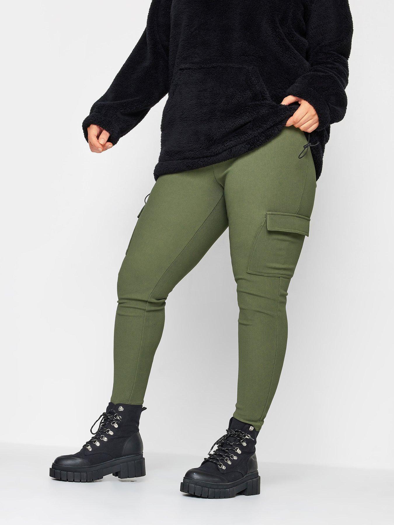 New Look Khaki Ribbed Jersey Leggings