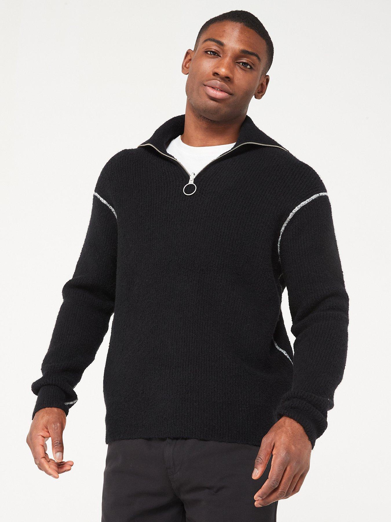 Asteroid Zip Funnel Neck Jumper Black