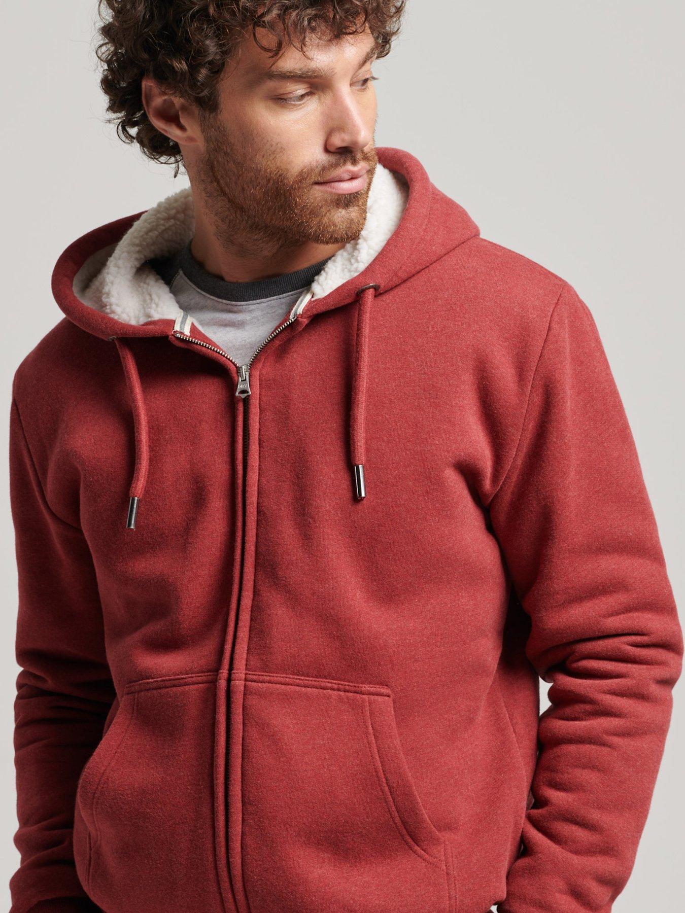 Superdry Essential Borg Lined Zip Up Hoodie - Dark Red | Very Ireland