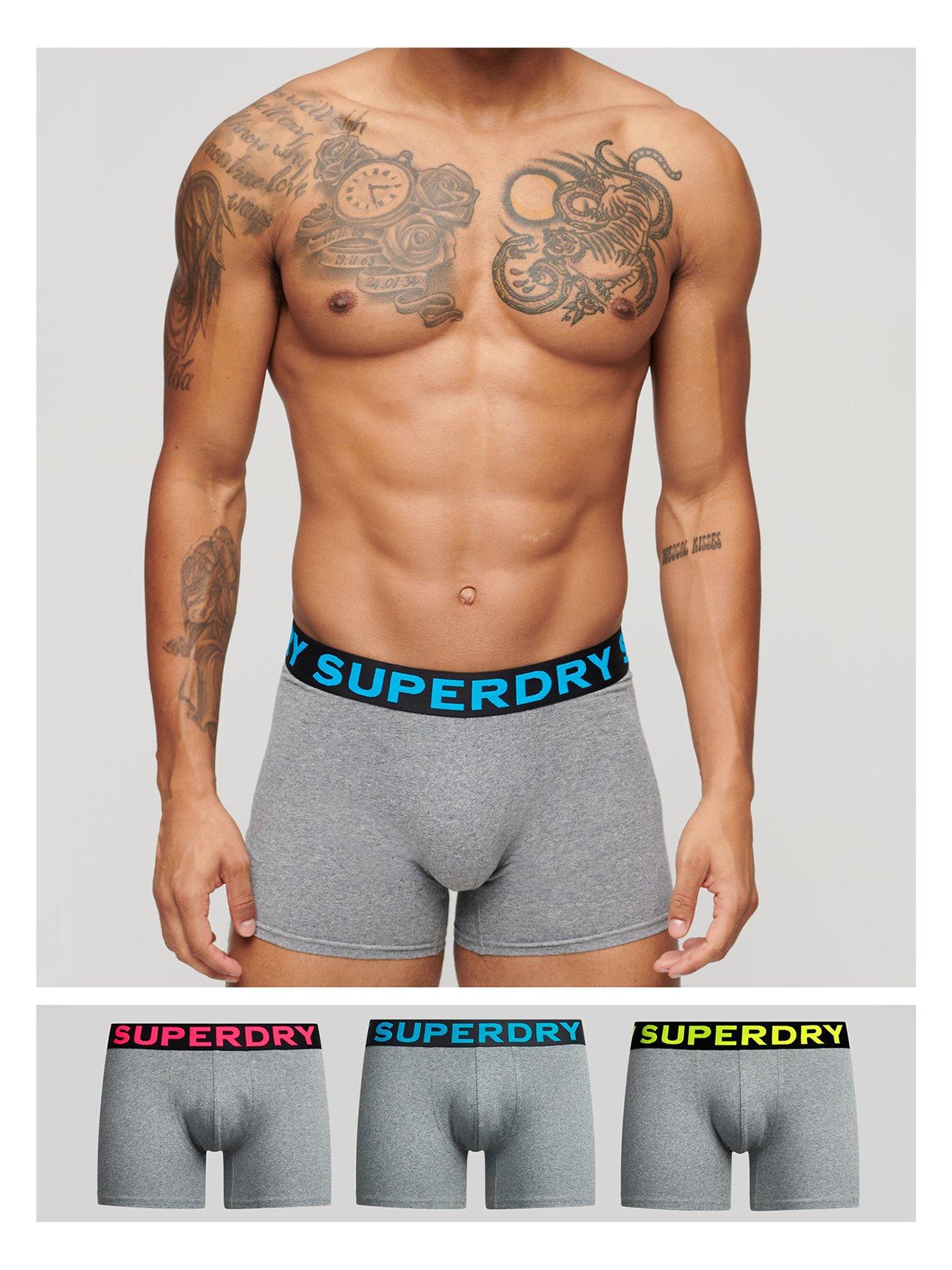 Superdry 3-Pack Neon Logo Waistband Boxers - Grey