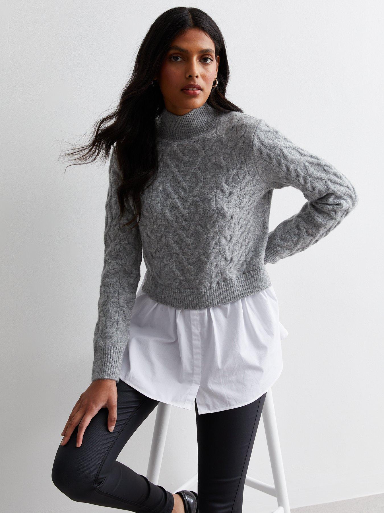 Grey Cable Knit Leggings, Knitwear