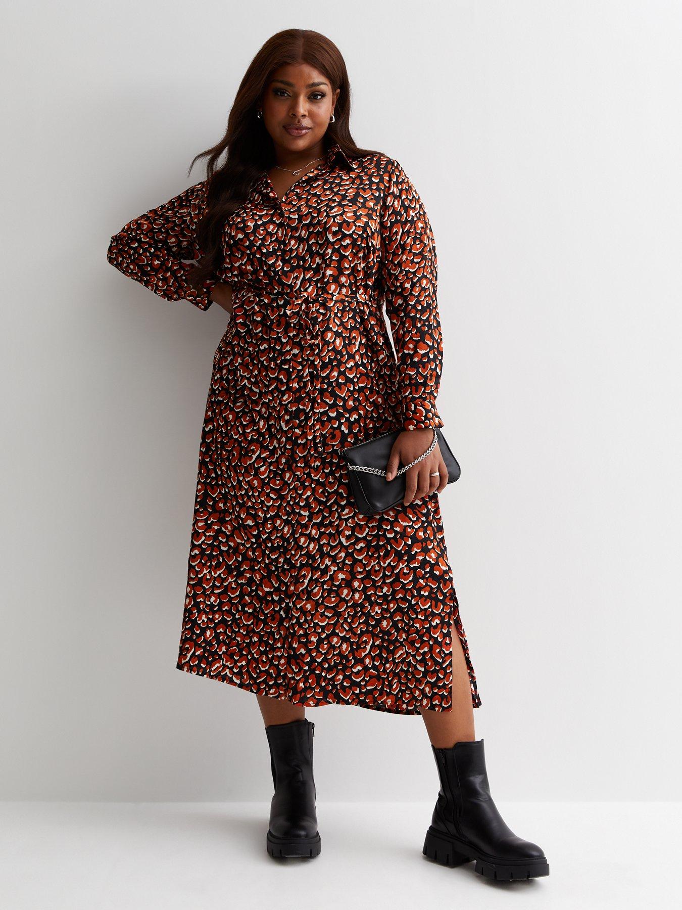 Red leopard print wrap hot sale dress