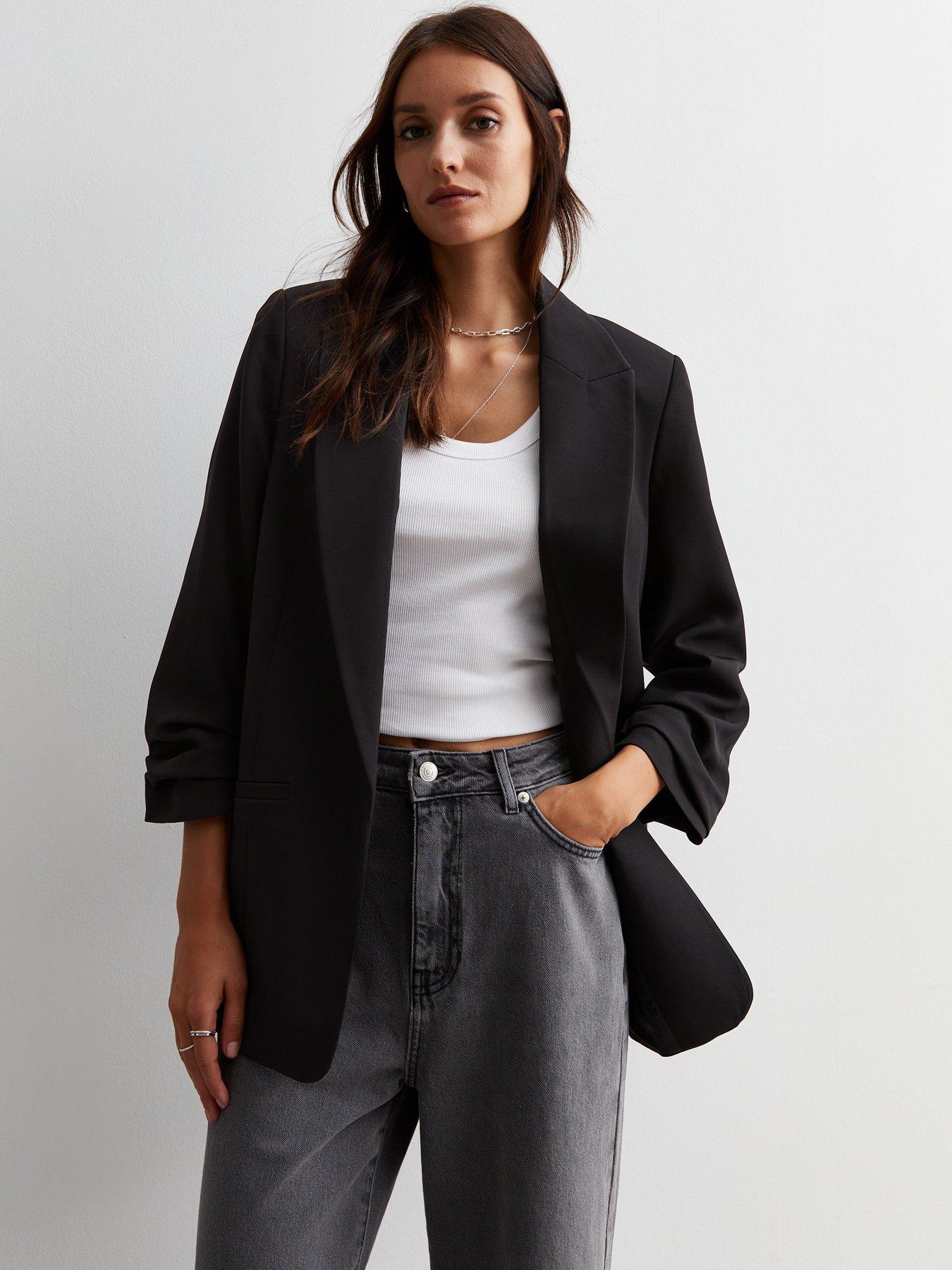 new-look-black-ruched-sleeve-blazer