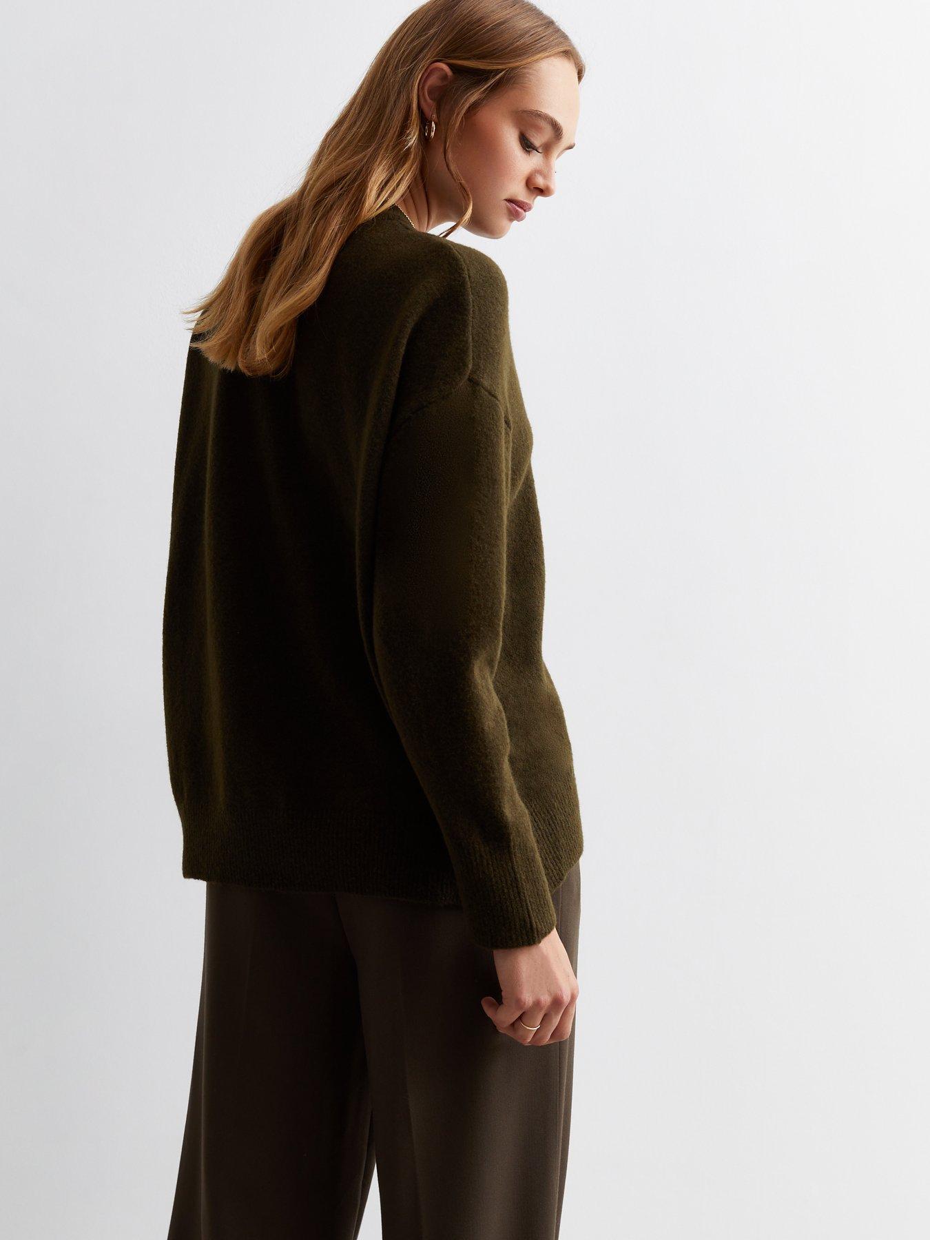 New Look Khaki Knit Crew Neck Oversized Jumper Very Ireland