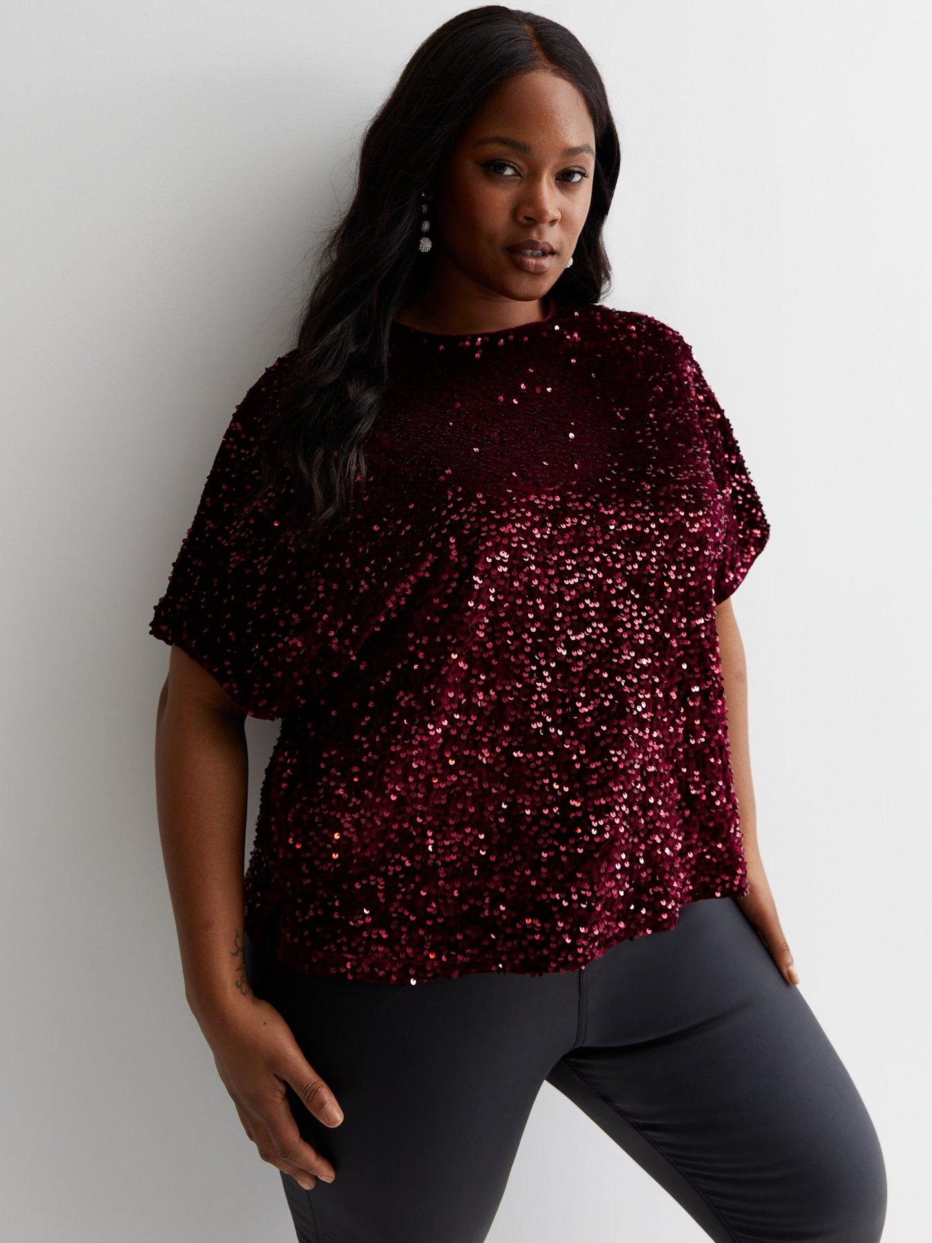 Burgundy cheap sparkle top