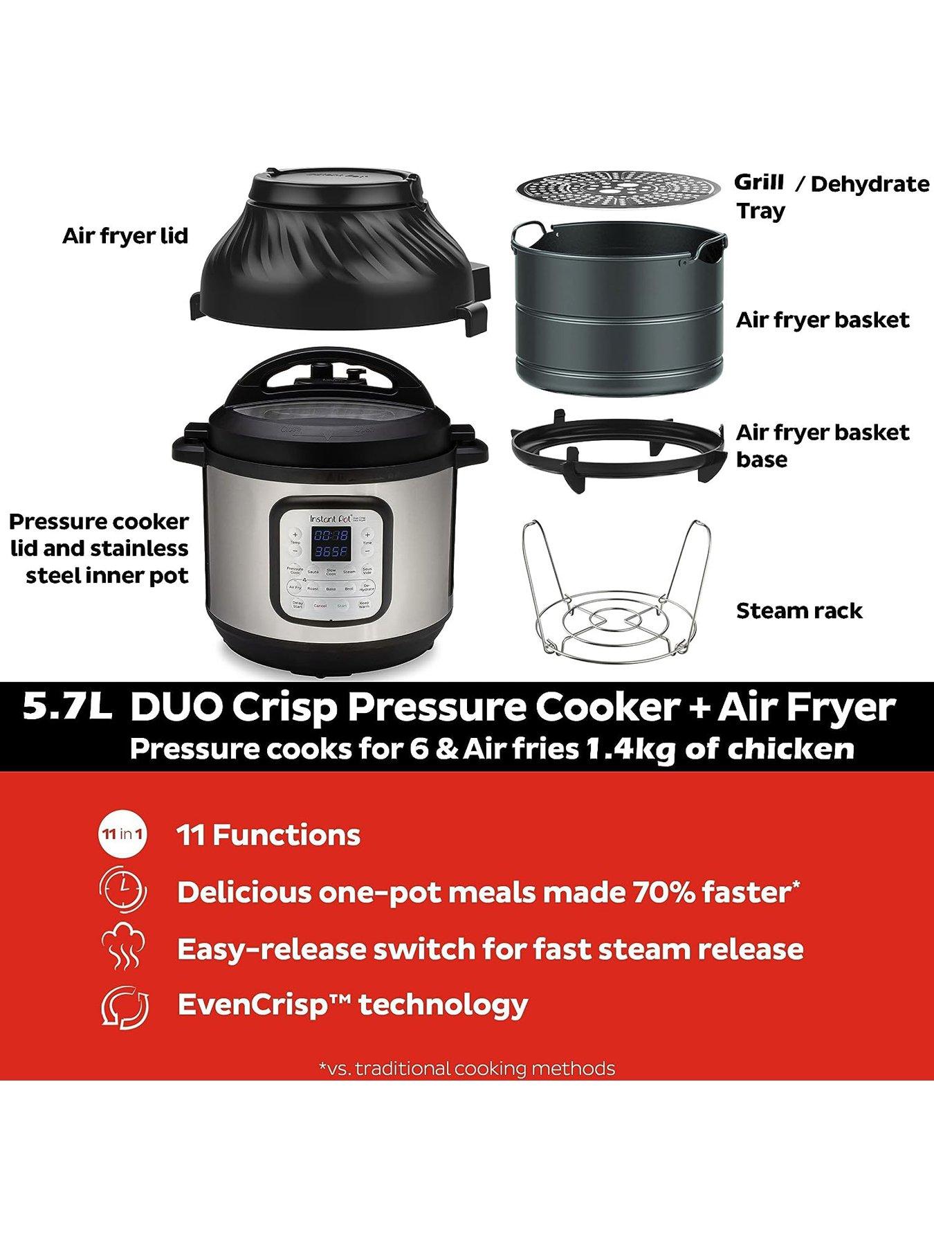 Instant Pot Duo Crisp Air Fryer & Smart Cooker 5.7L - Air Fryer, Pressure  Cooker, Slow Cooker, Rice Cooker, Saute Pan, Grill and more