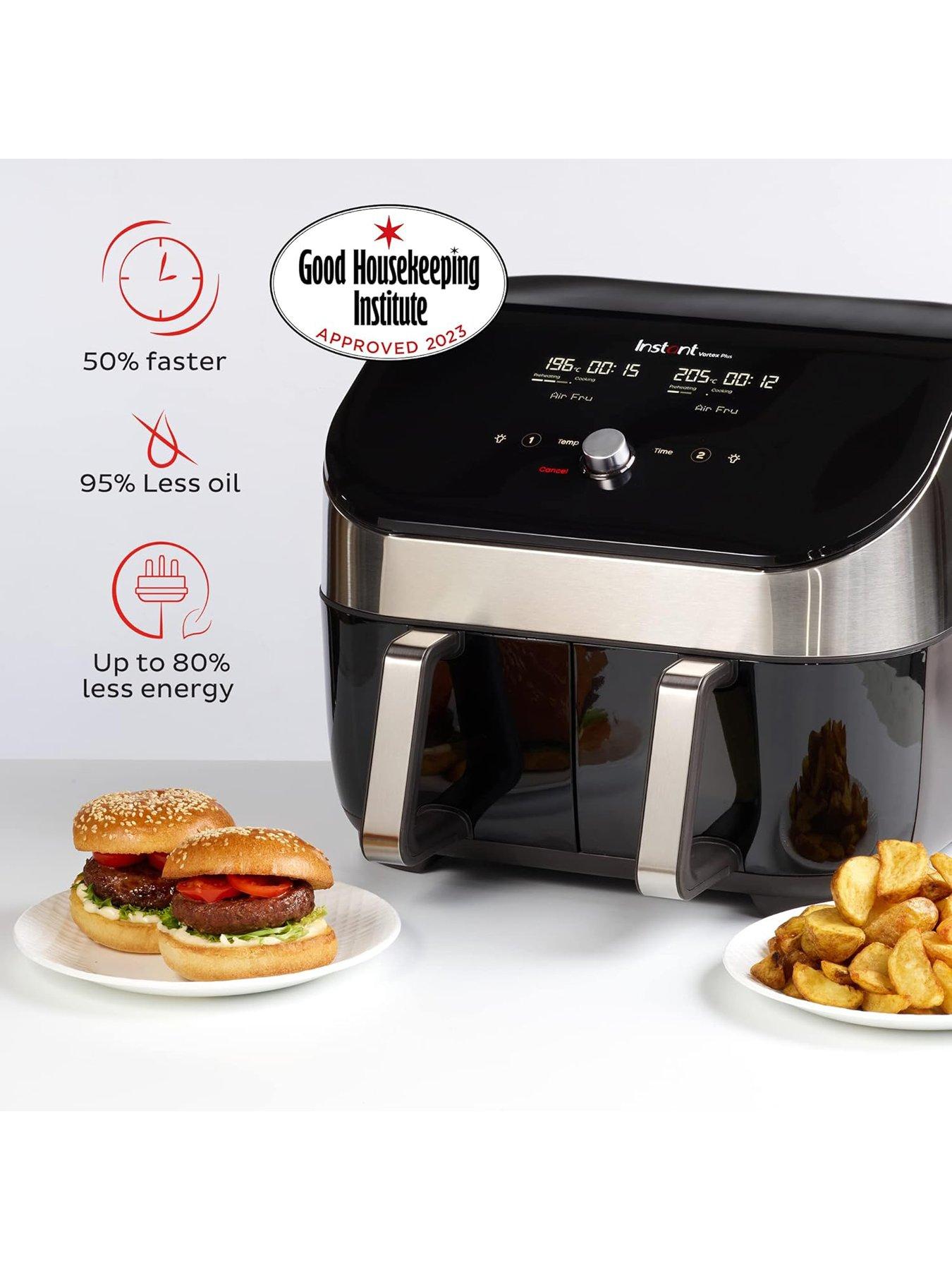 Image 4 of 7 of Instant Vortex Plus Dual Air Fryer with ClearCook, Stainless Steel 7.6L- Air Fry, Bake, Roast, Grill, Dehydrate &amp; Reheat